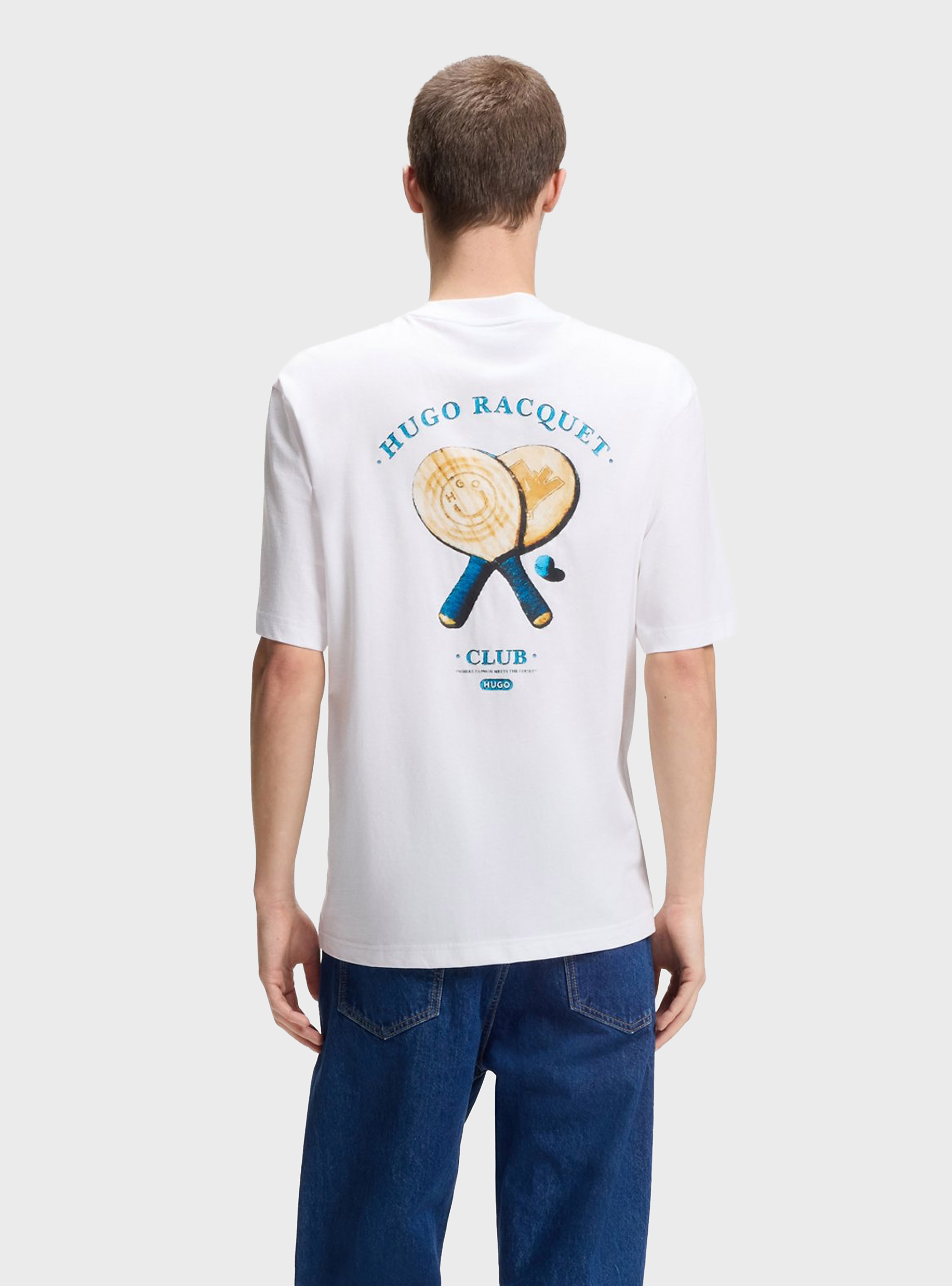 HUGO Cotton-Jersey T-Shirt With Rear Printed Artwork  Nulaxo - White