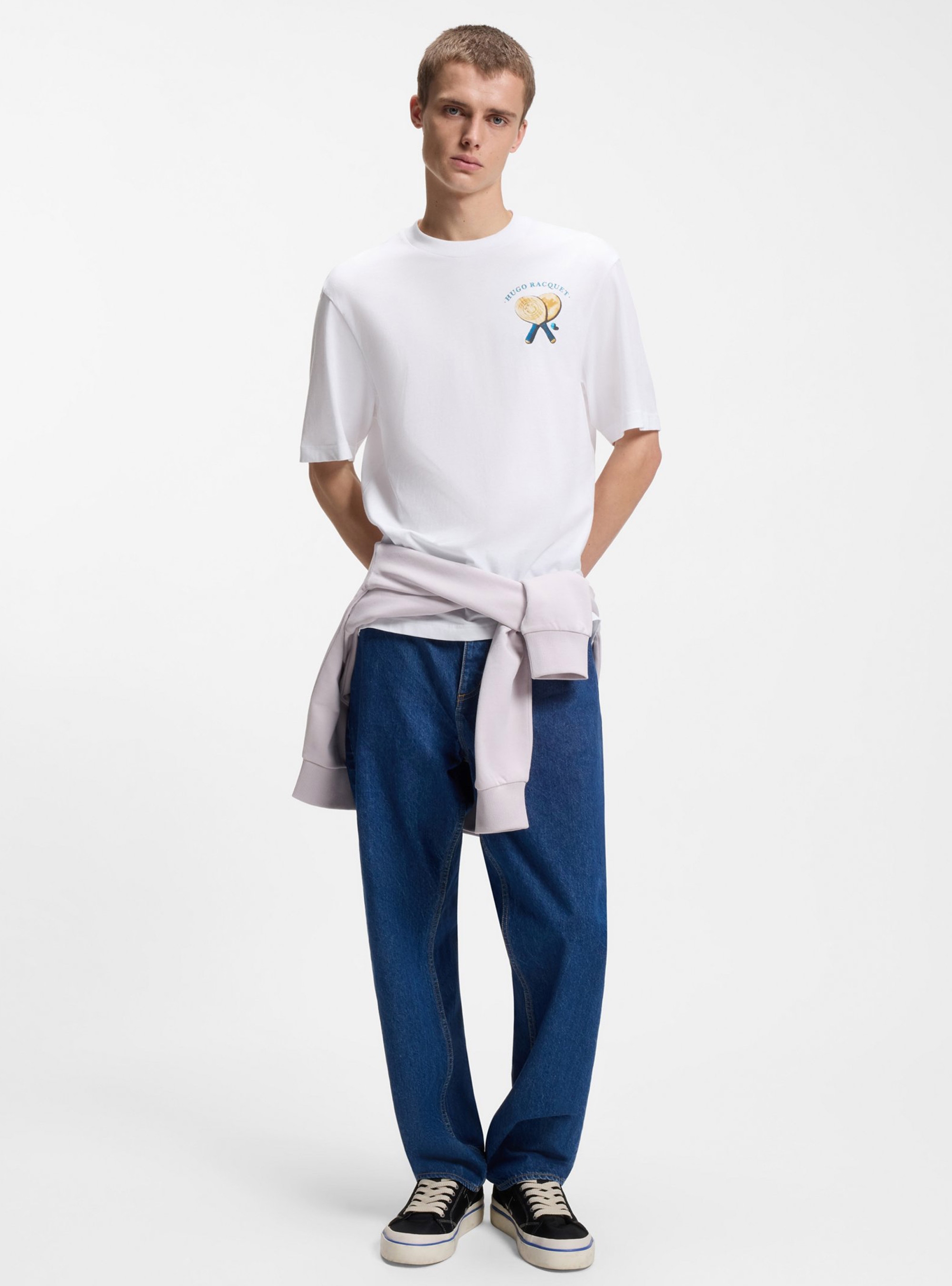 HUGO Cotton-Jersey T-Shirt With Rear Printed Artwork  Nulaxo - White