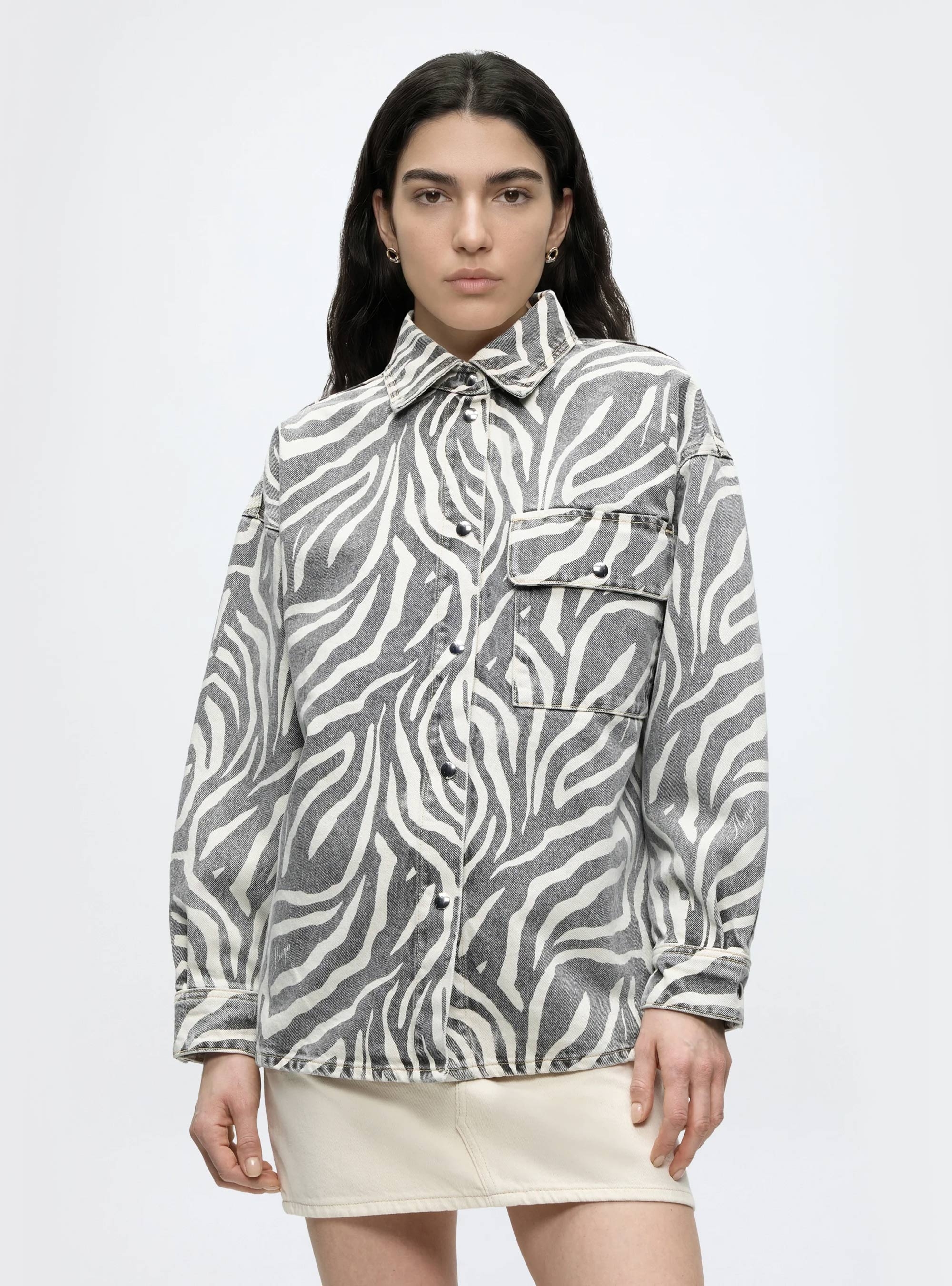 HUGO Relaxed-Fit Denim Shirt Gaggie - Animal Print