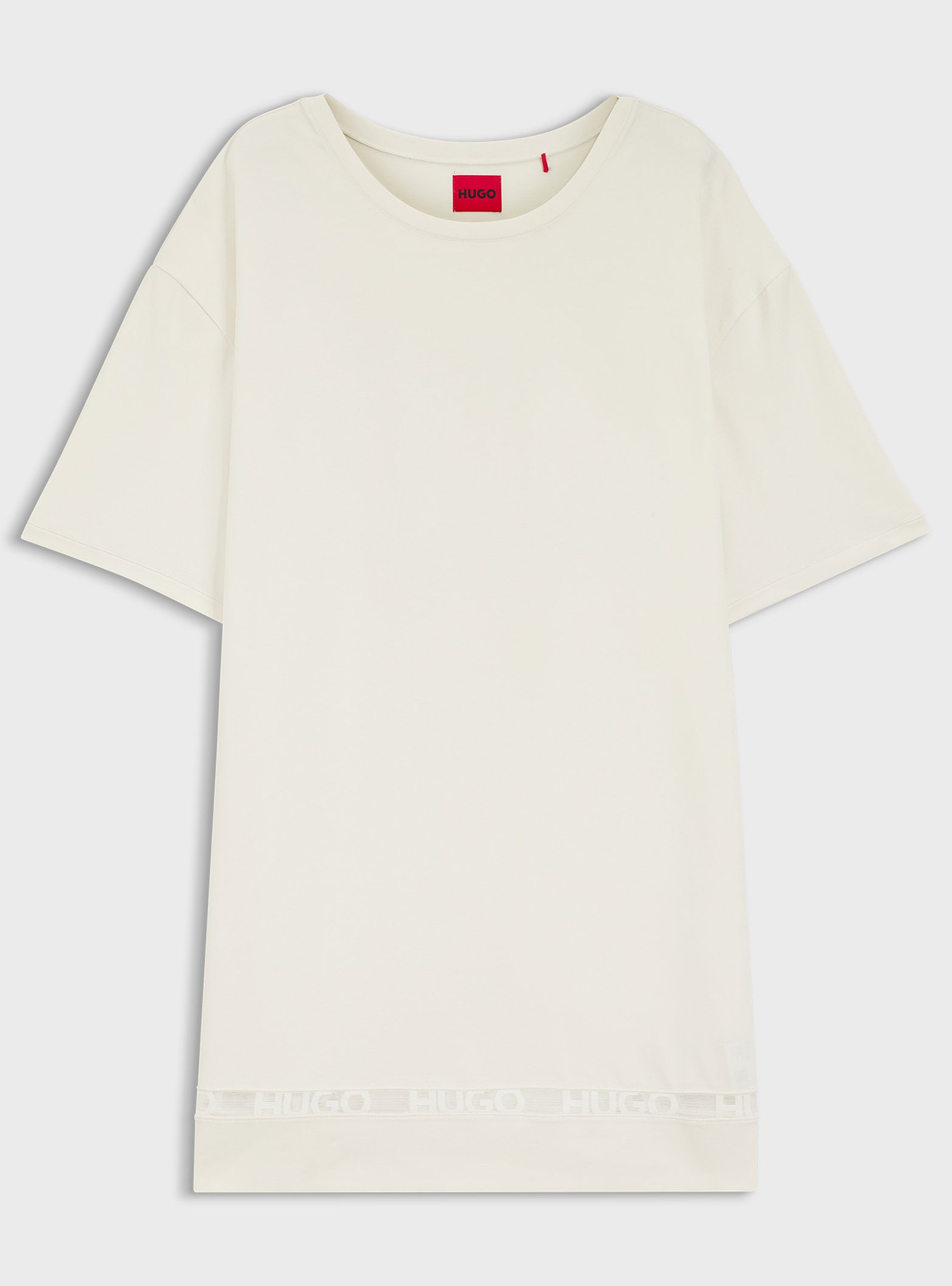 HUGO Stretch-Cotton Dress With Mesh Insert - Off White