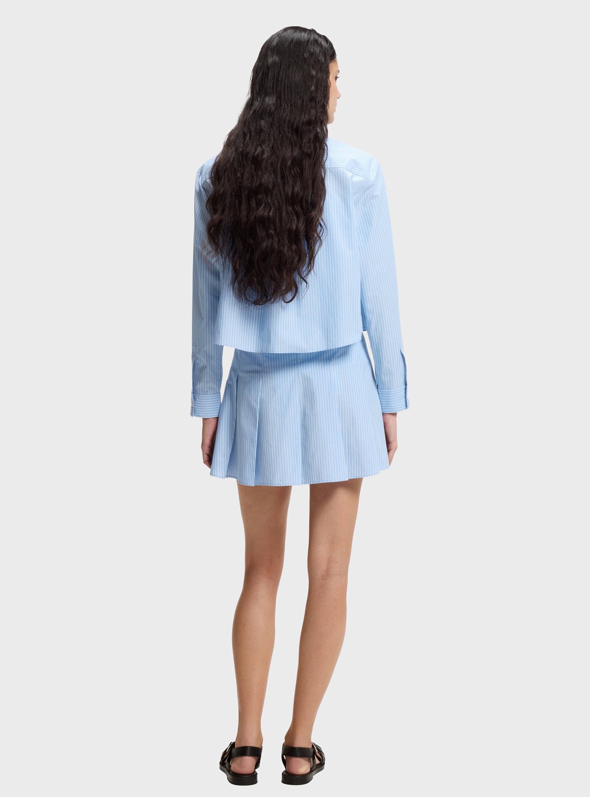 HUGO Relaxed-Fit Blouse In Striped Cotton Poplin  Epic_B - Light Blue