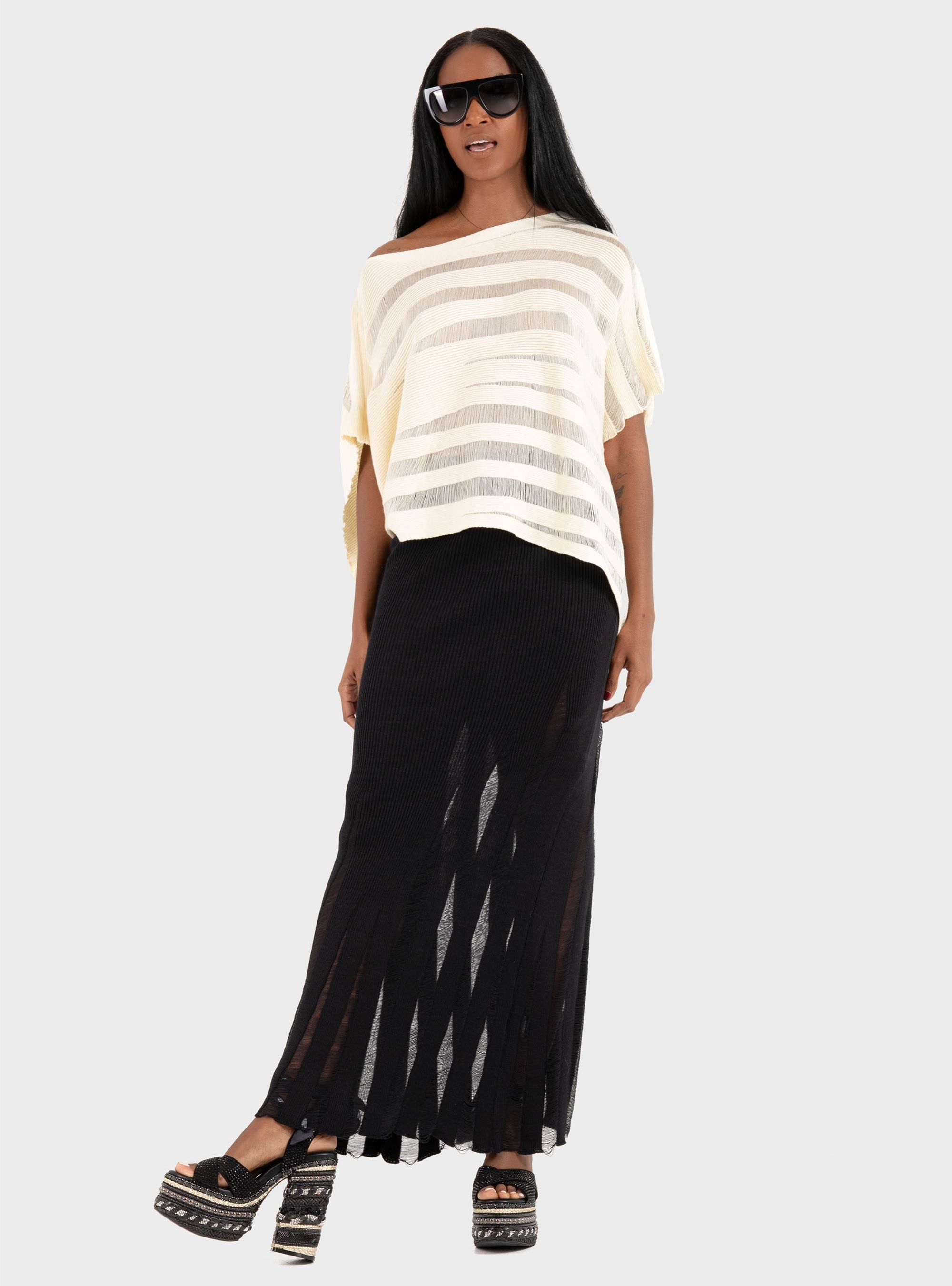 Ioanna Kourbela ''Magic Sunsets'' Knit 
Midi Skirt - Black