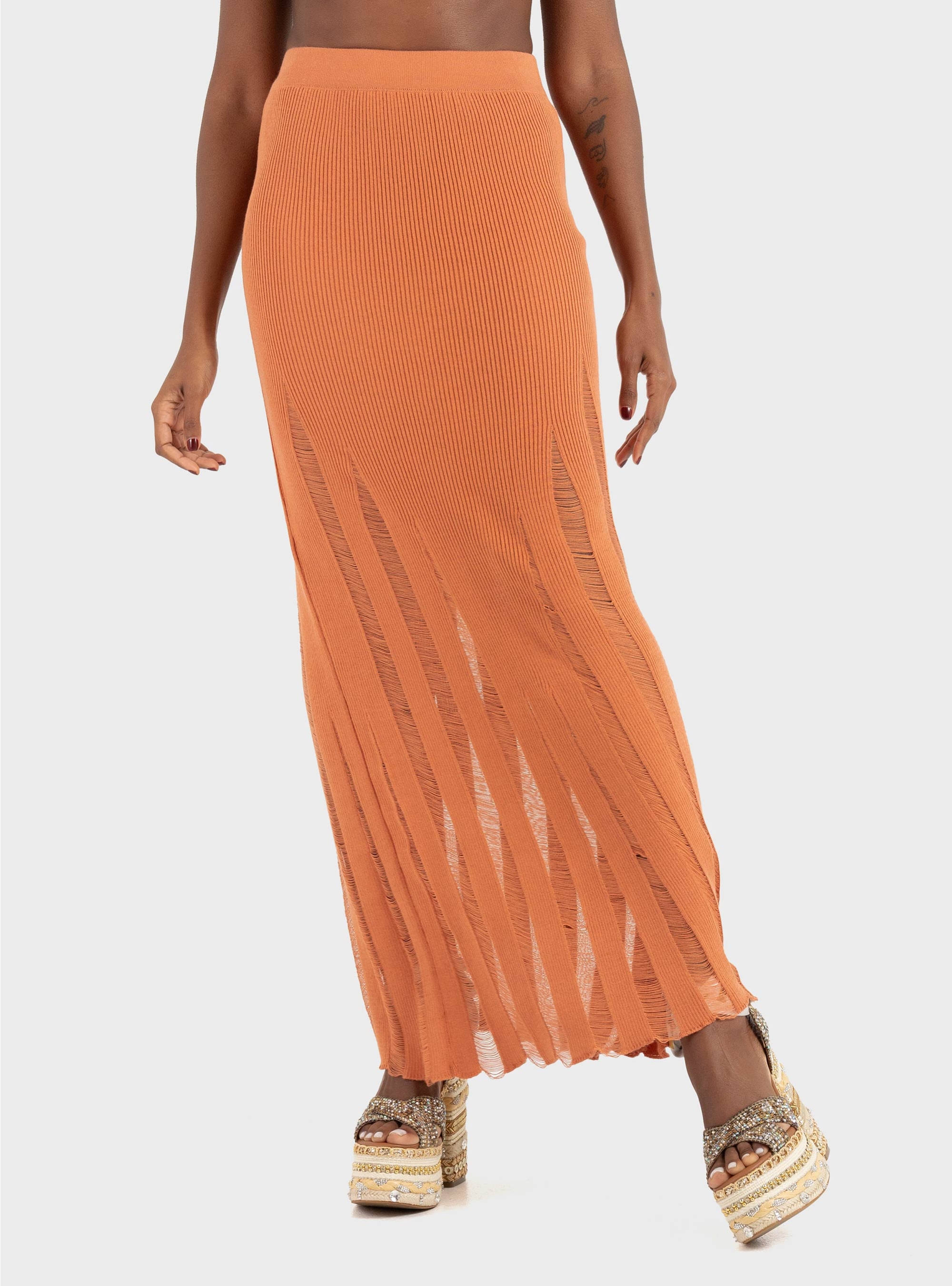 Ioanna Kourbela ''Magic Sunsets'' Knit 
Midi Skirt - Orange