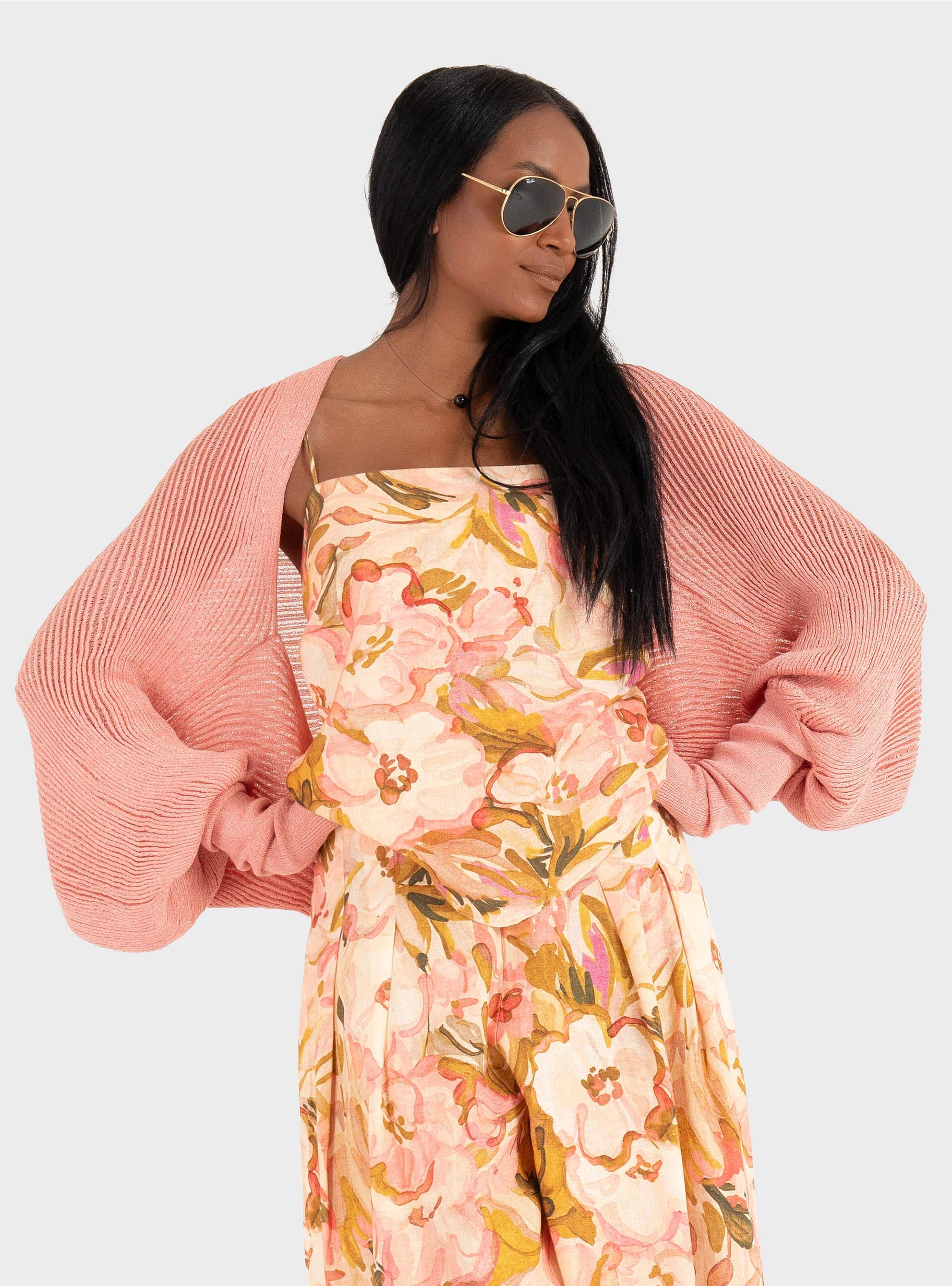Ioanna Kourbela ''Sparkling Staples'' Knit Bolero - Rose