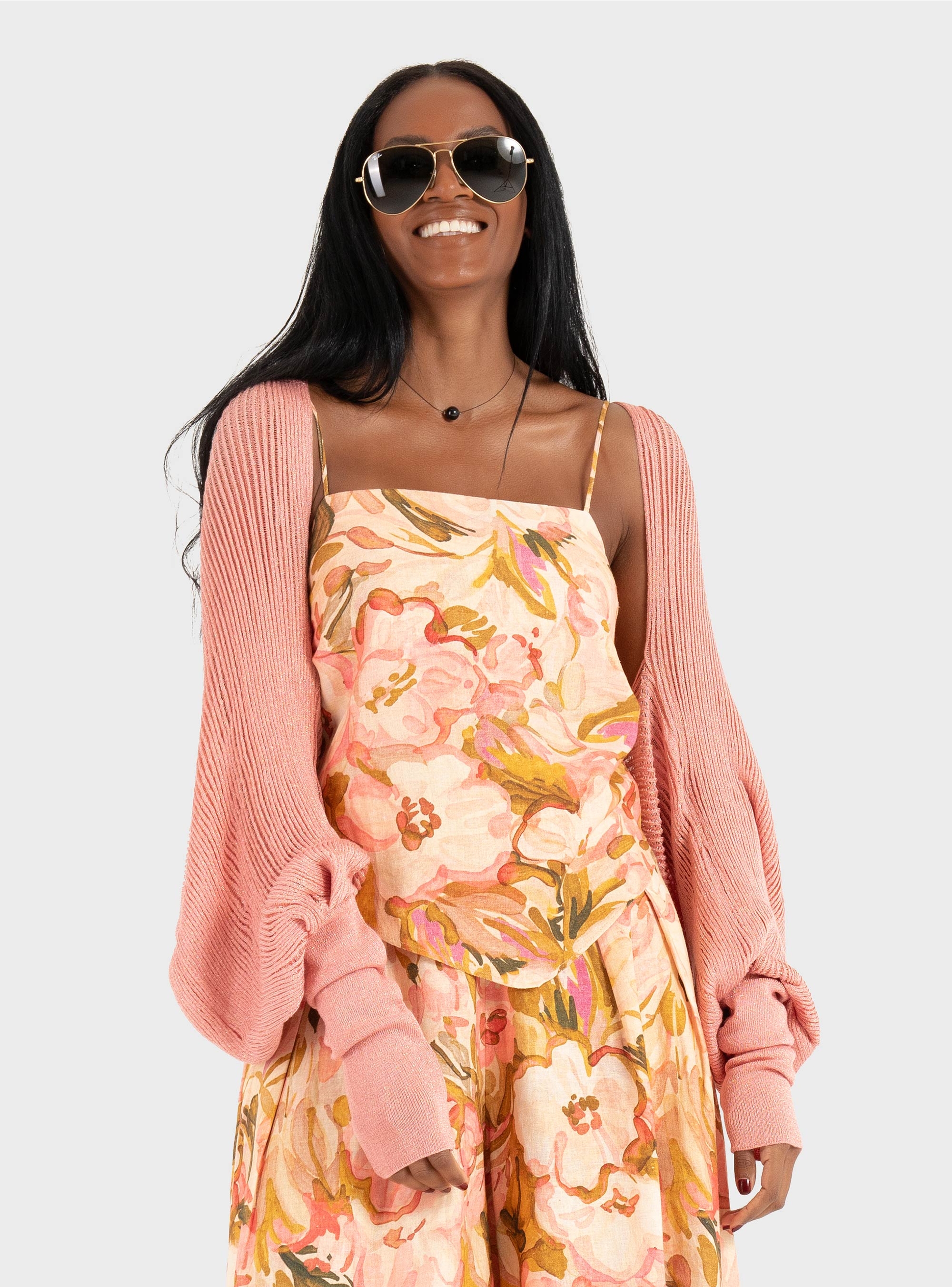 Ioanna Kourbela ''Sparkling Staples'' Knit Bolero - Rose