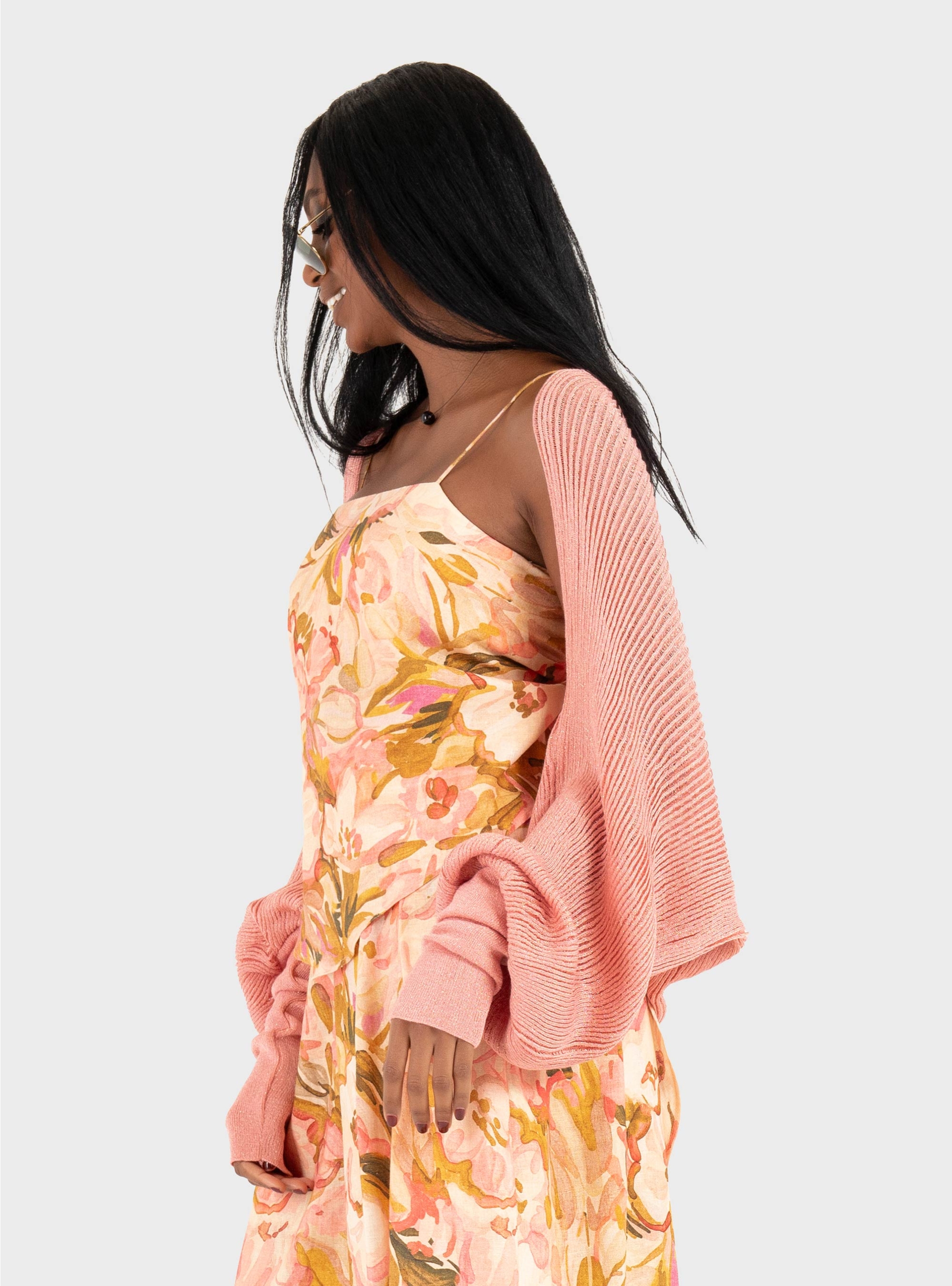 Ioanna Kourbela ''Sparkling Staples'' Knit Bolero - Rose