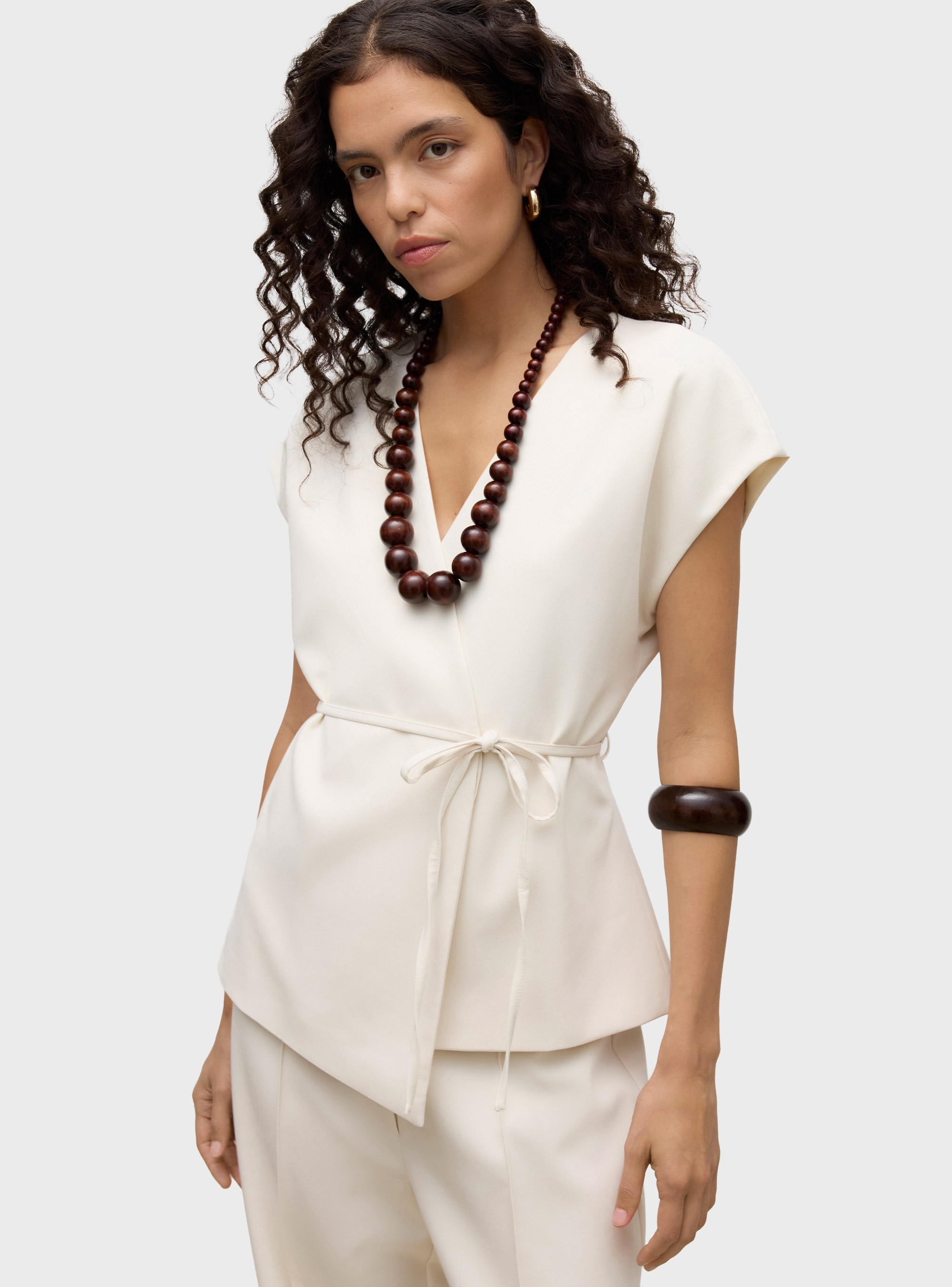 Vero Moda Aware Vannah V-Neck Midi Waistcoat - Off White