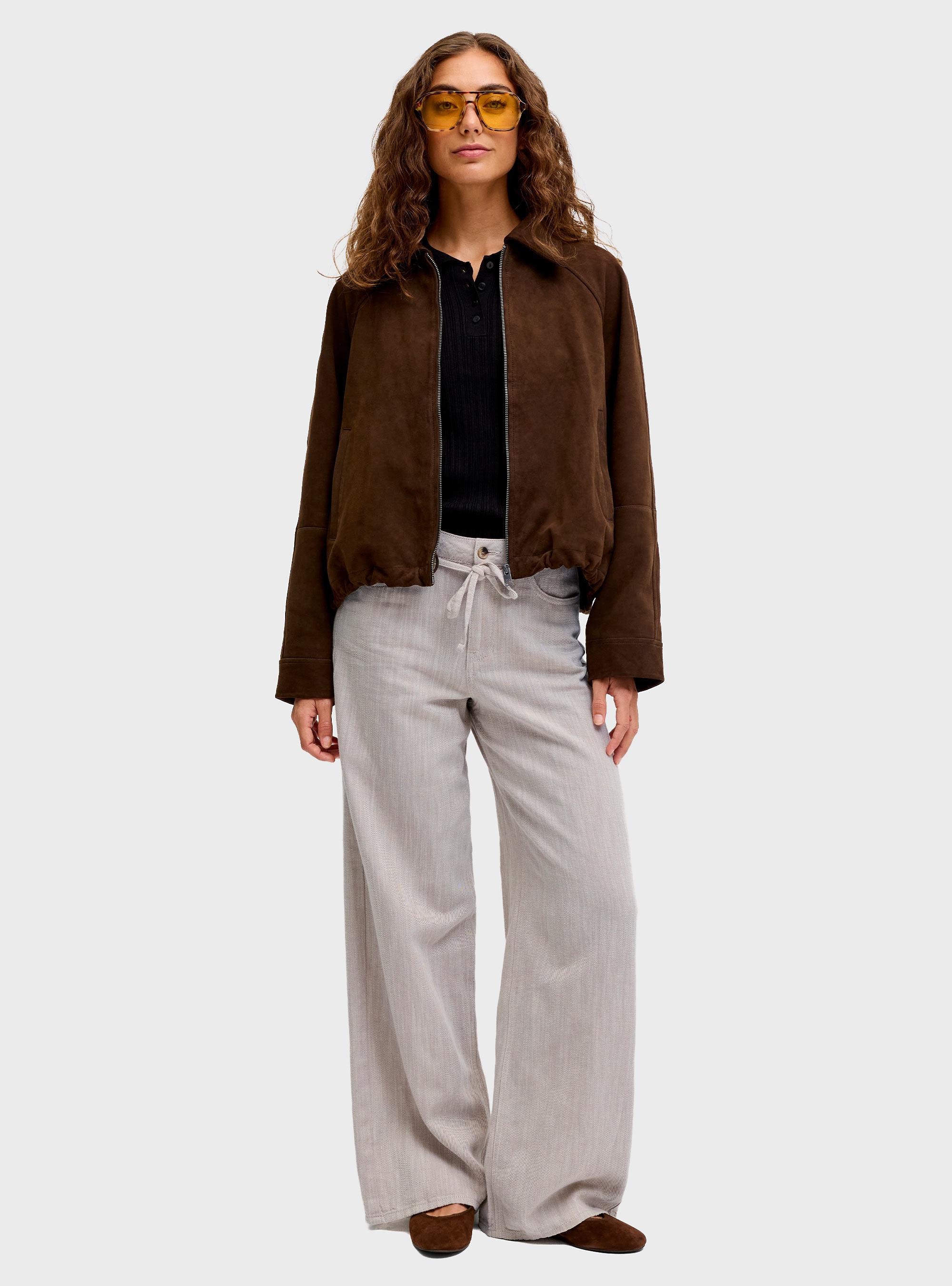 JJXX Zoe Fika Wide High Waist Pants - Light Grey