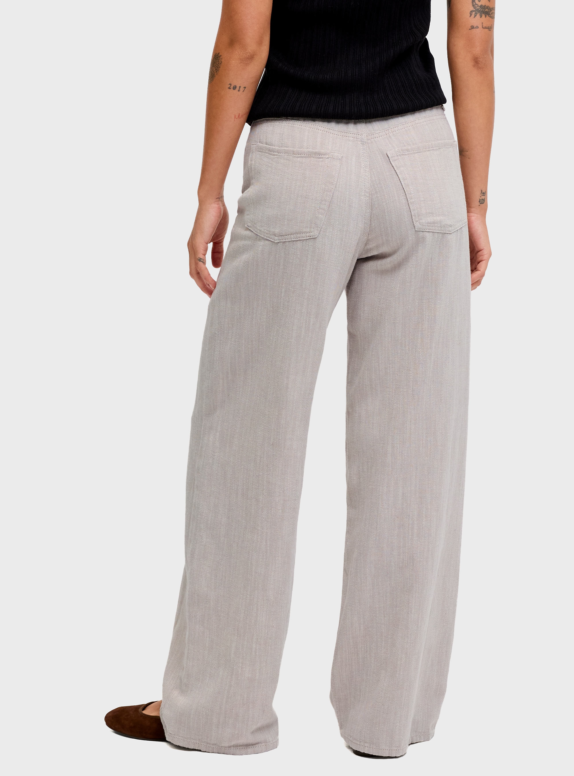 JJXX Zoe Fika Wide High Waist Pants - Light Grey