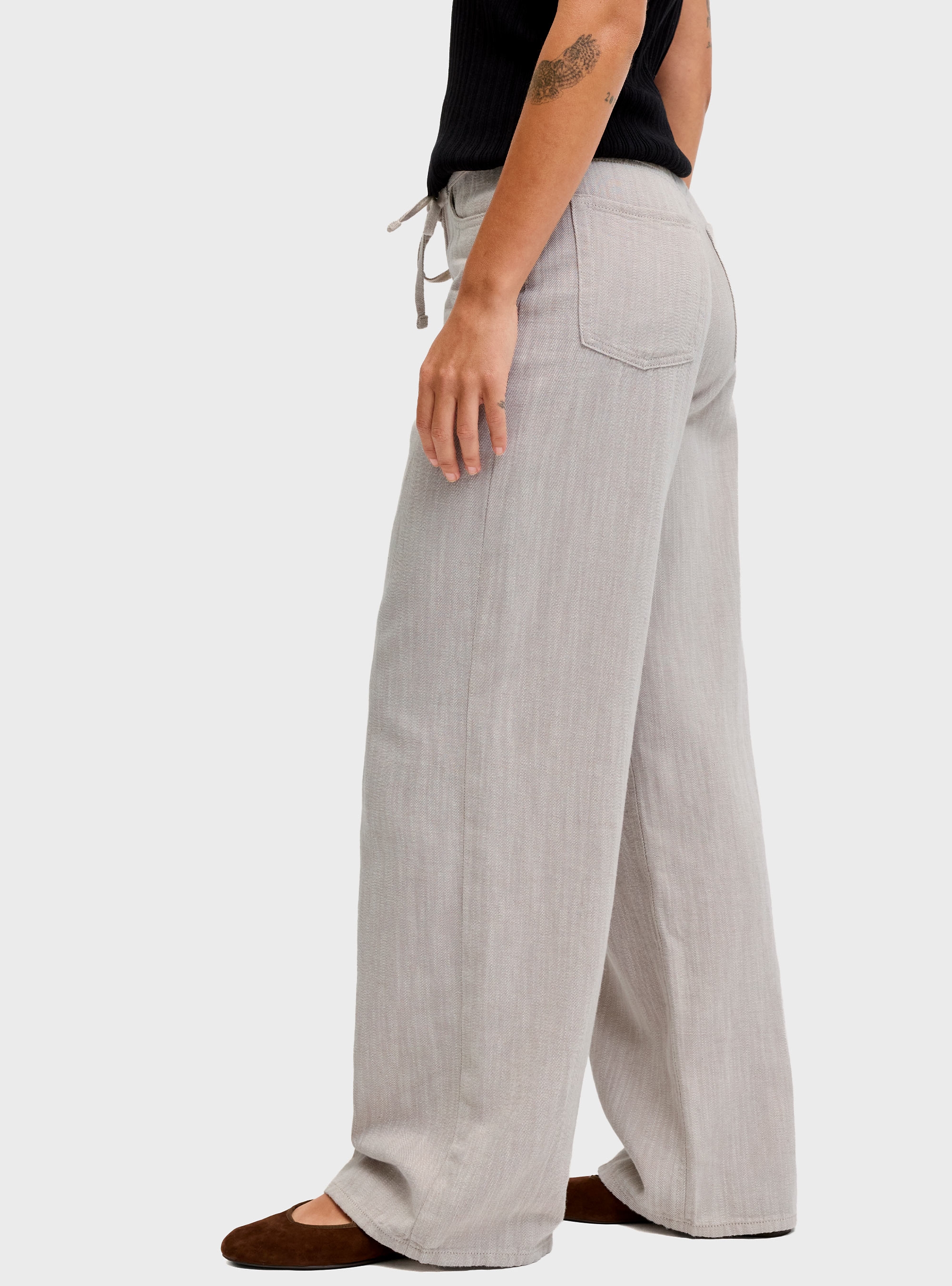 JJXX Zoe Fika Wide High Waist Pants - Light Grey