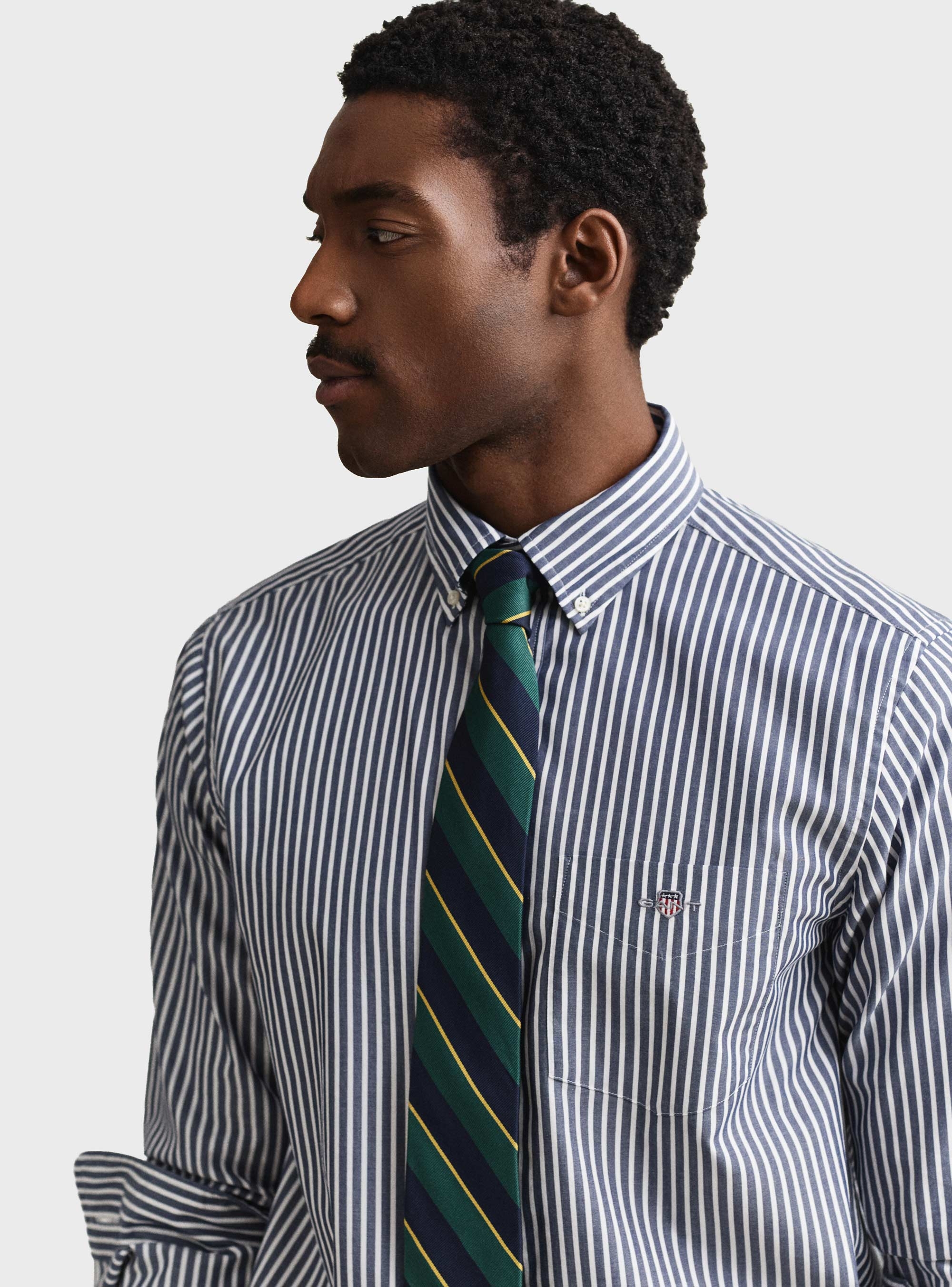 Gant Striped Classic Poplin Shirt - Blue