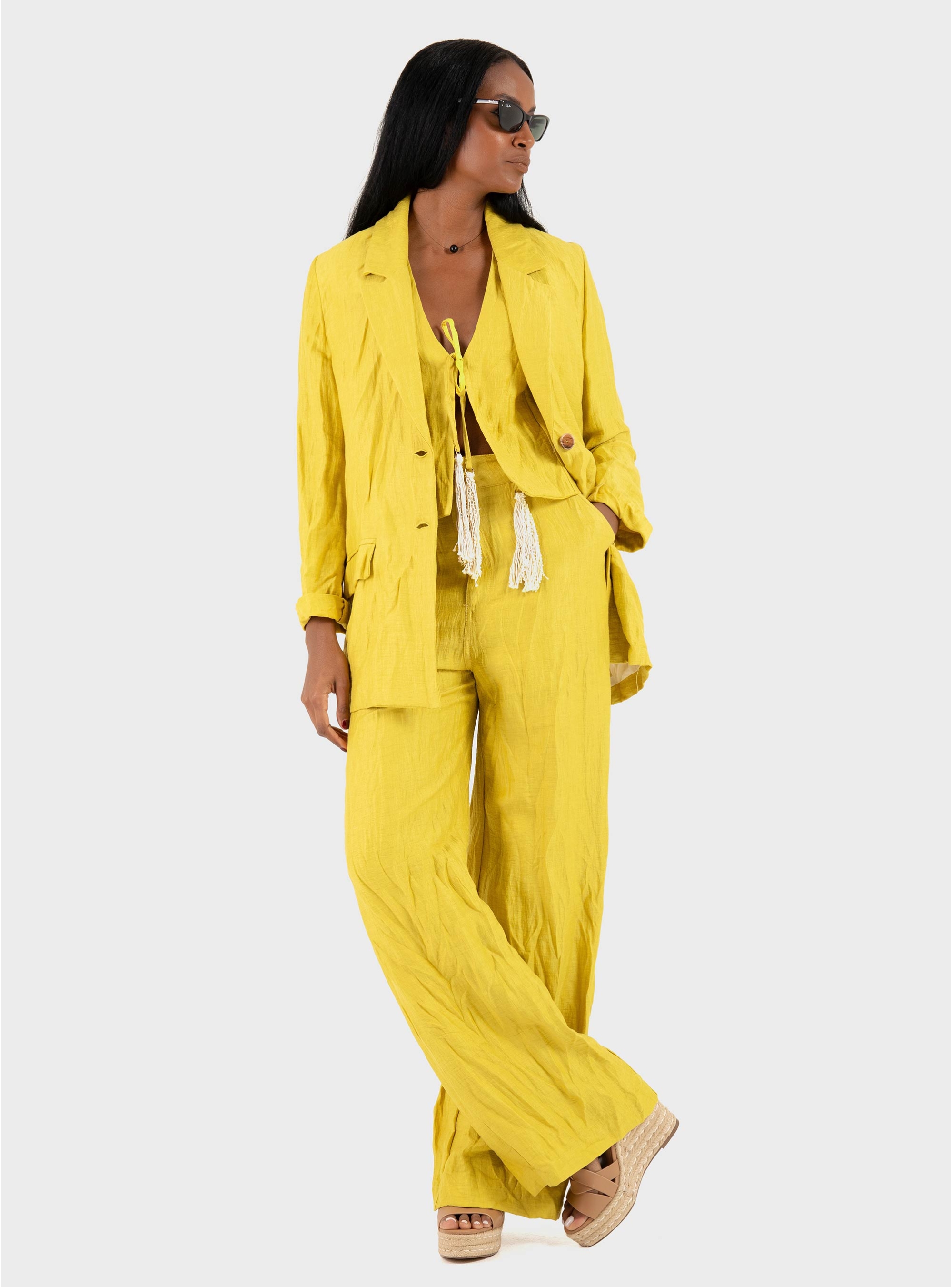 Souvenir Linen Pants - Lime Yellow