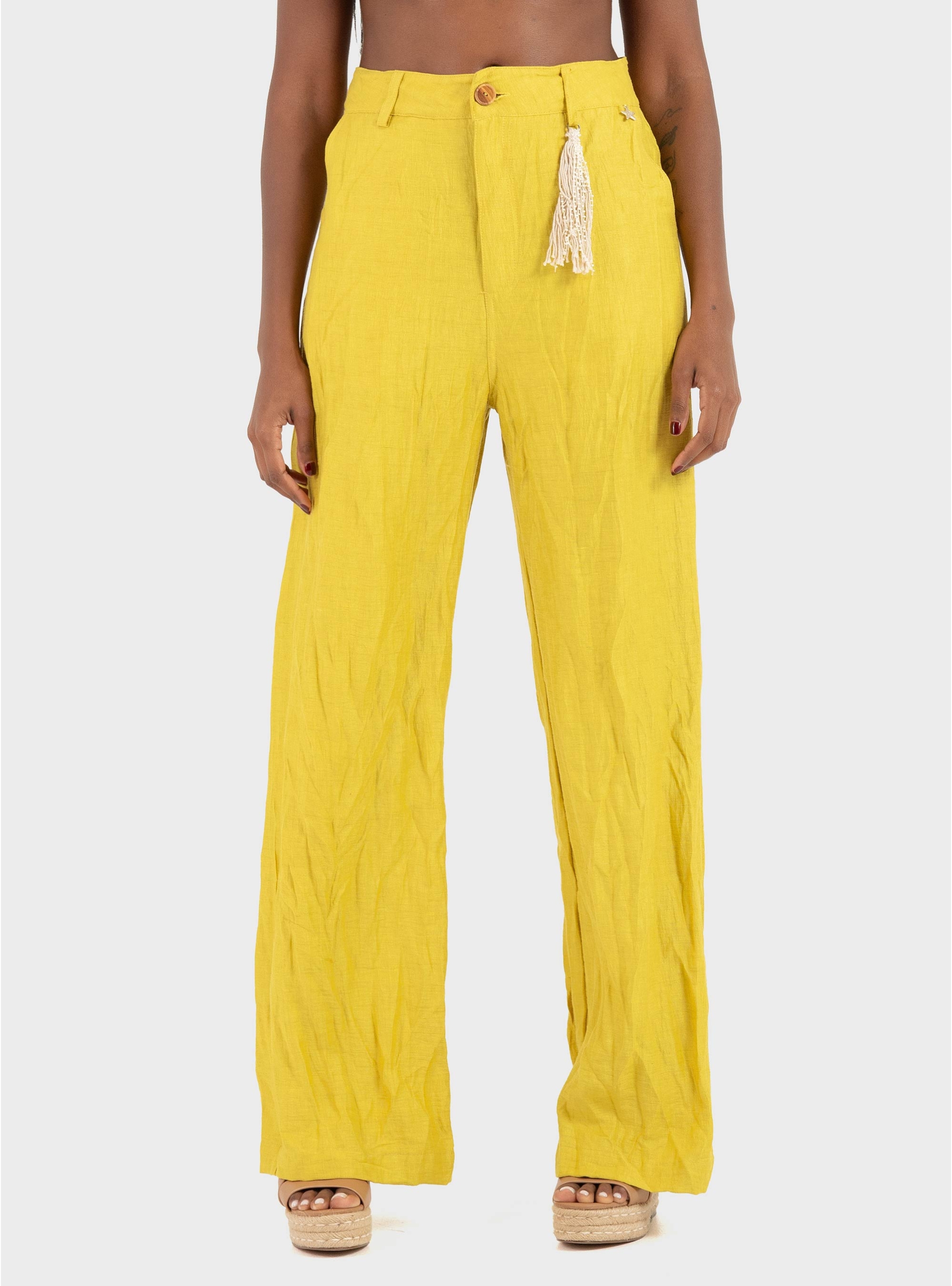 Souvenir Linen Pants - Lime Yellow