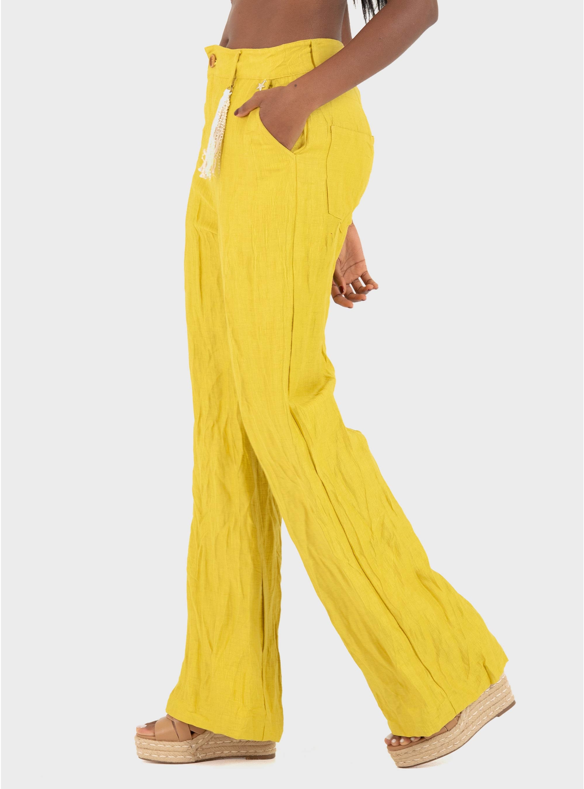 Souvenir Linen Pants - Lime Yellow