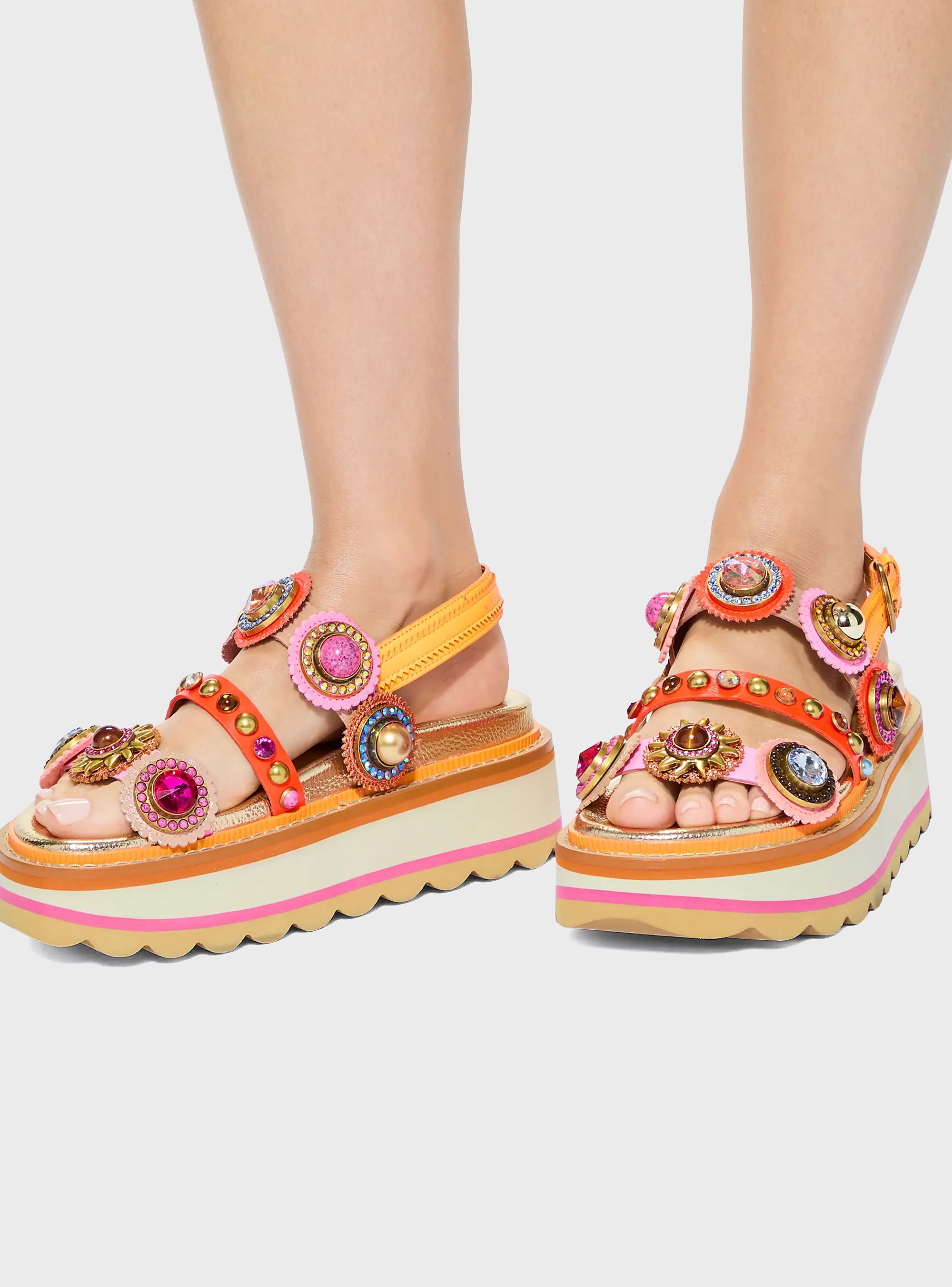 Kurt Geiger Octavia Slingback Platform Sandals - Multi Colors