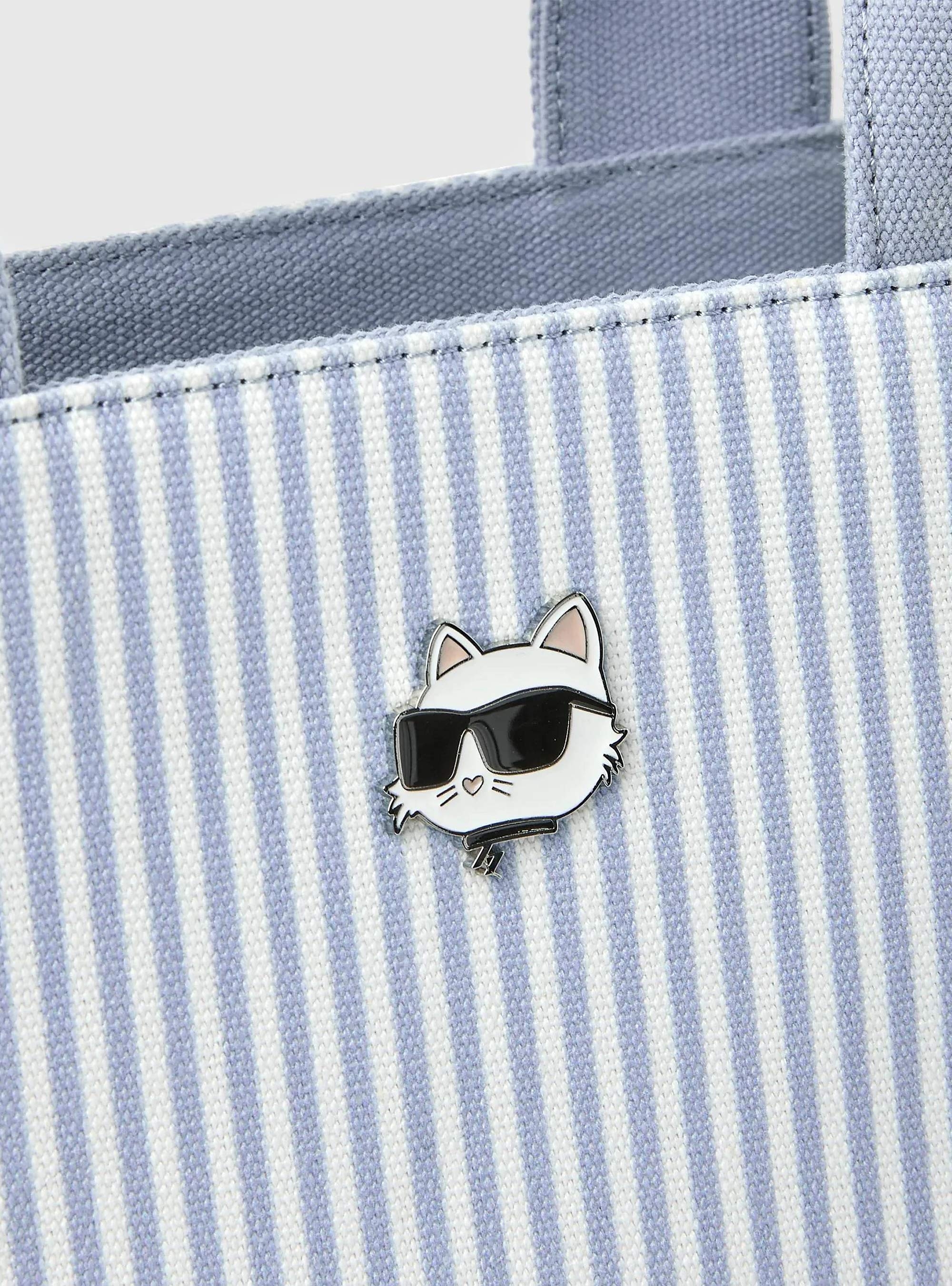 Karl Lagerfeld Ikon Choupette Striped Square Tote Bag - Blue