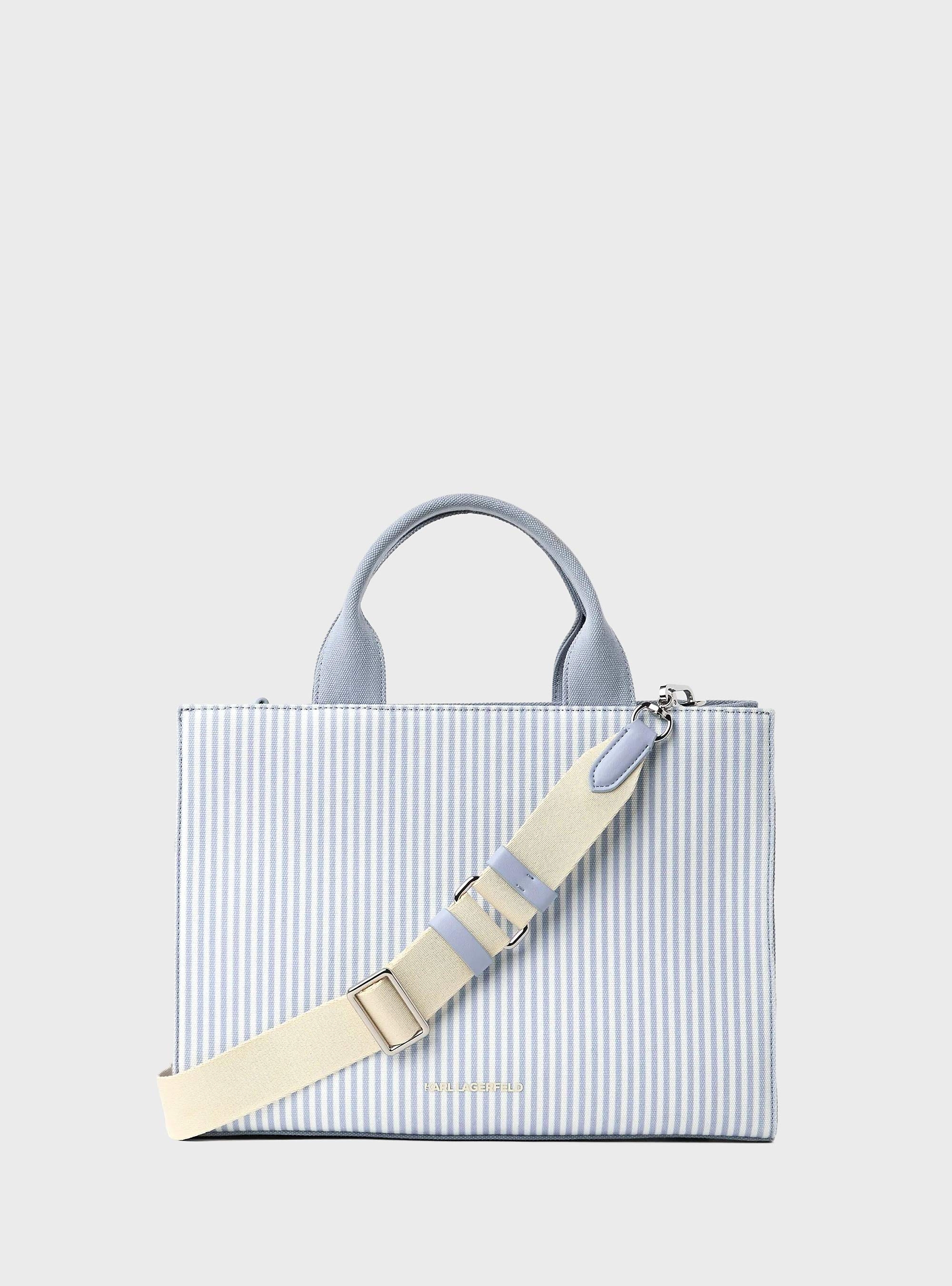 Karl Lagerfeld Ikon Choupette Striped Square Tote Bag - Blue
