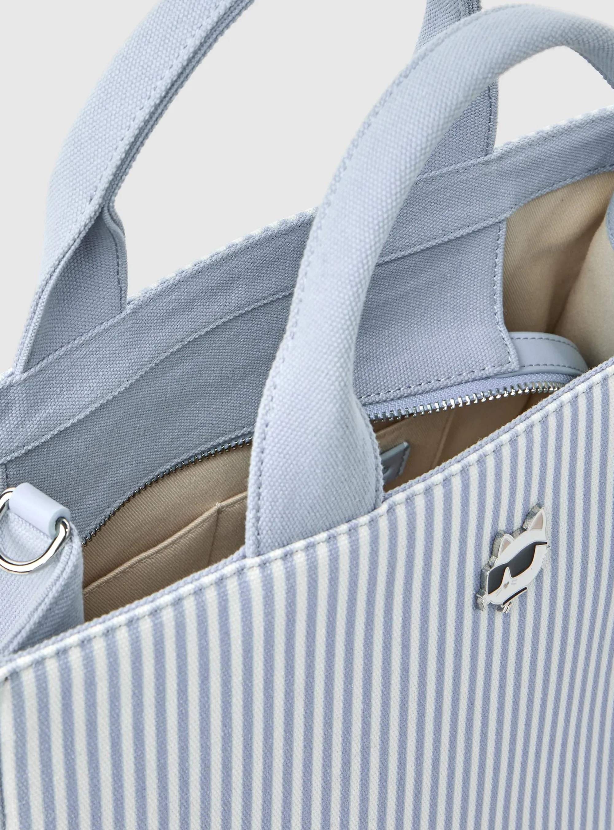 Karl Lagerfeld Ikon Choupette Striped Square Tote Bag - Blue