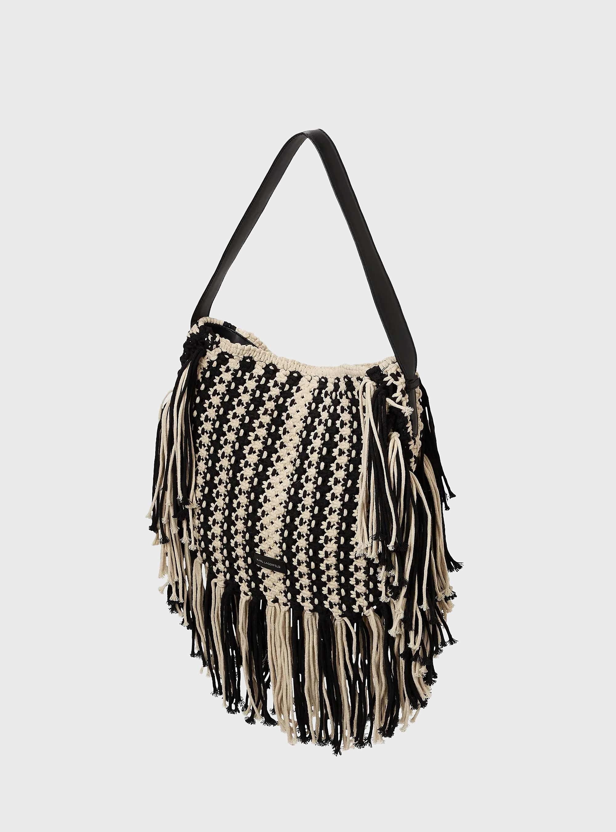 Karl Lagerfeld K/Autograph Fringe Shoulder Bag - Black & White