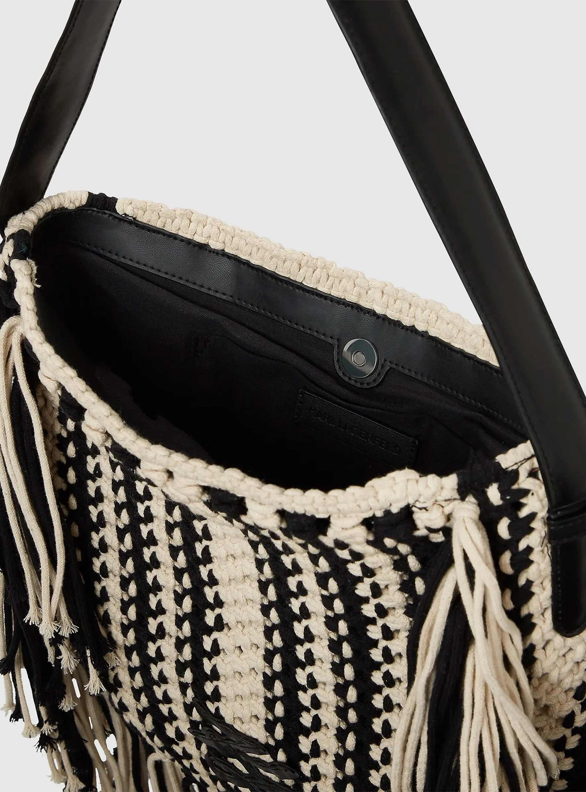 Karl Lagerfeld K/Autograph Fringe Shoulder Bag - Black & White