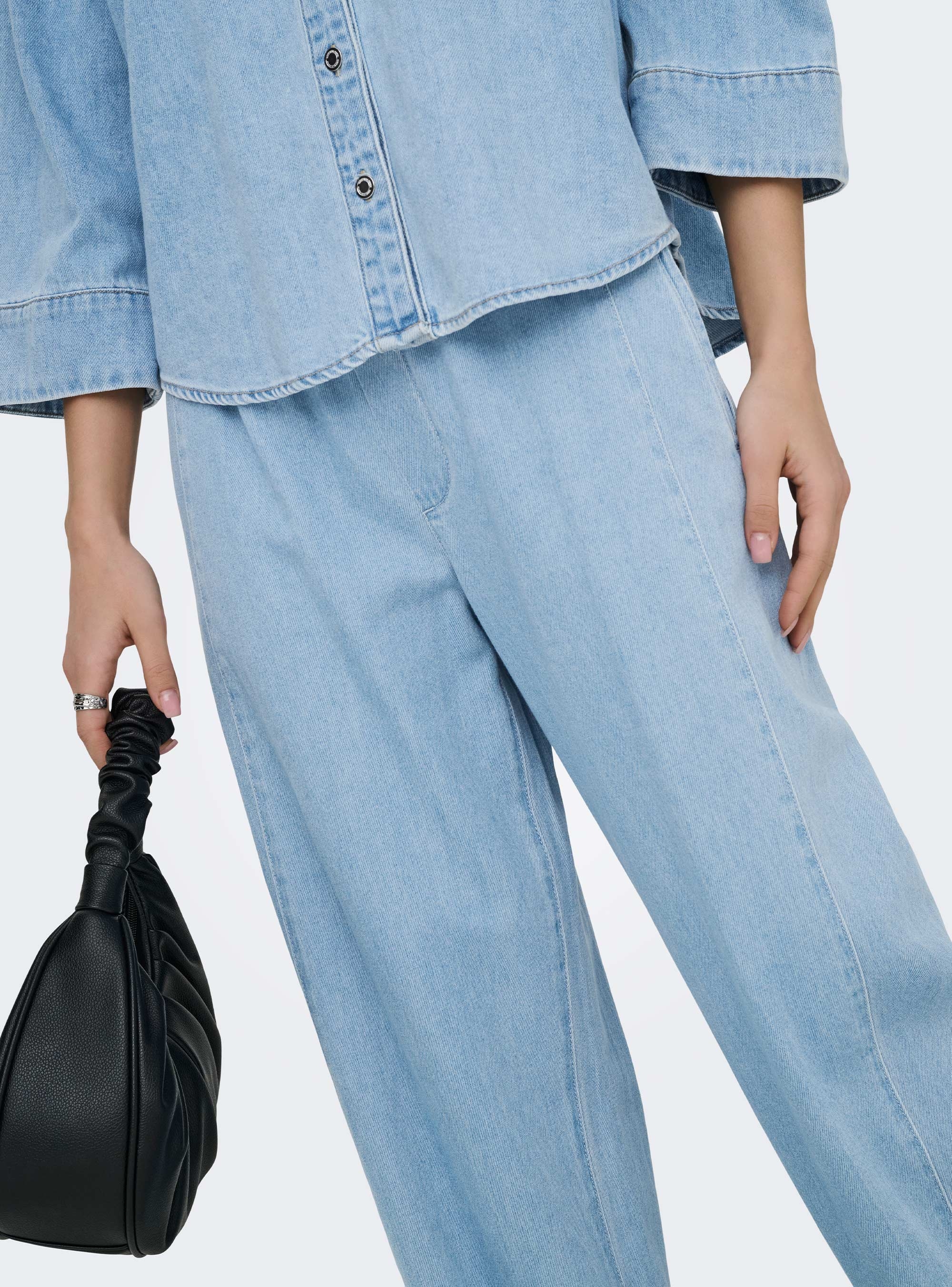 Only Vix Barrel Pull-Up Jeans - Light Aged Denim