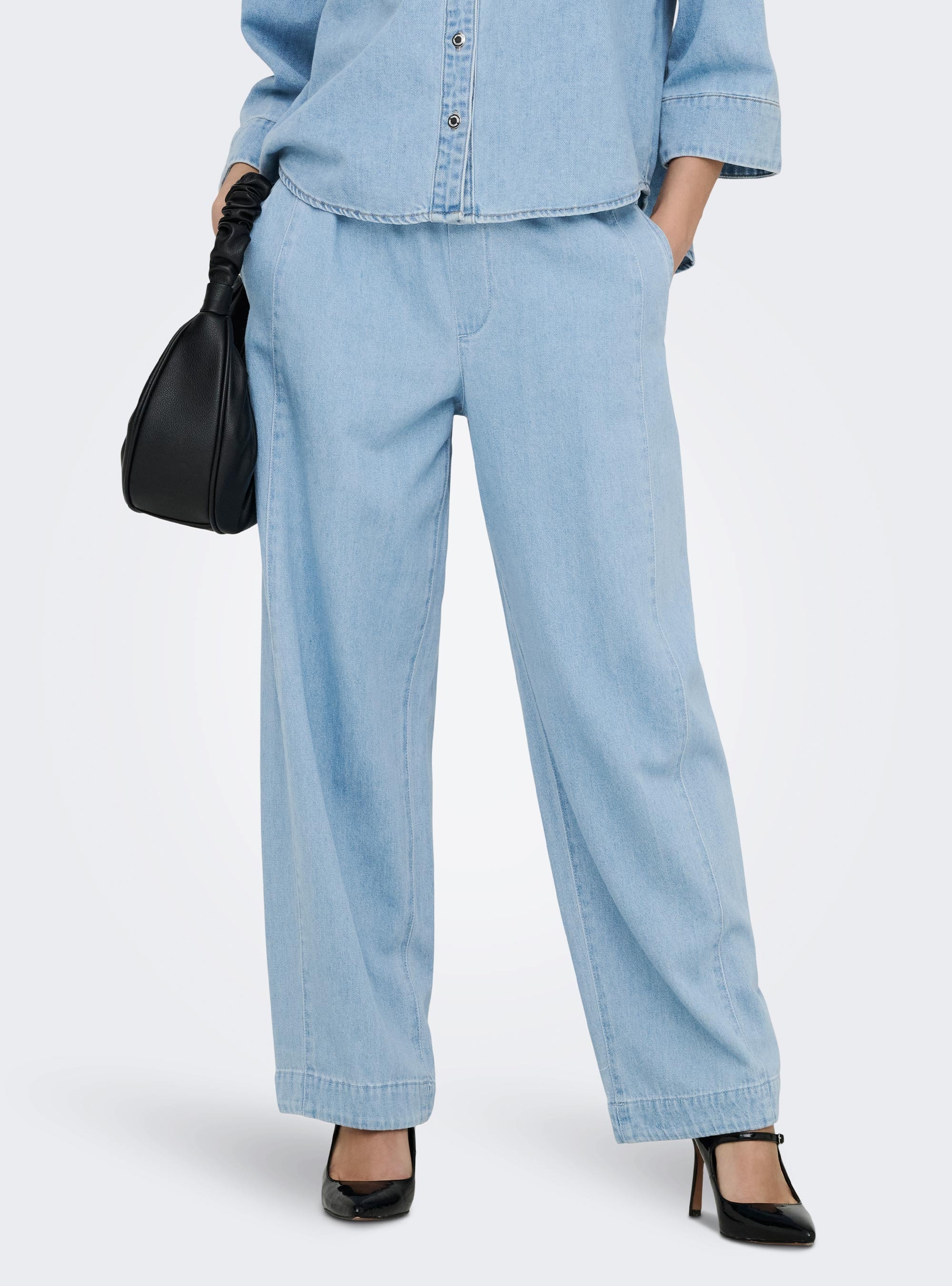 Only Vix Barrel Pull-Up Jeans - Light Aged Denim
