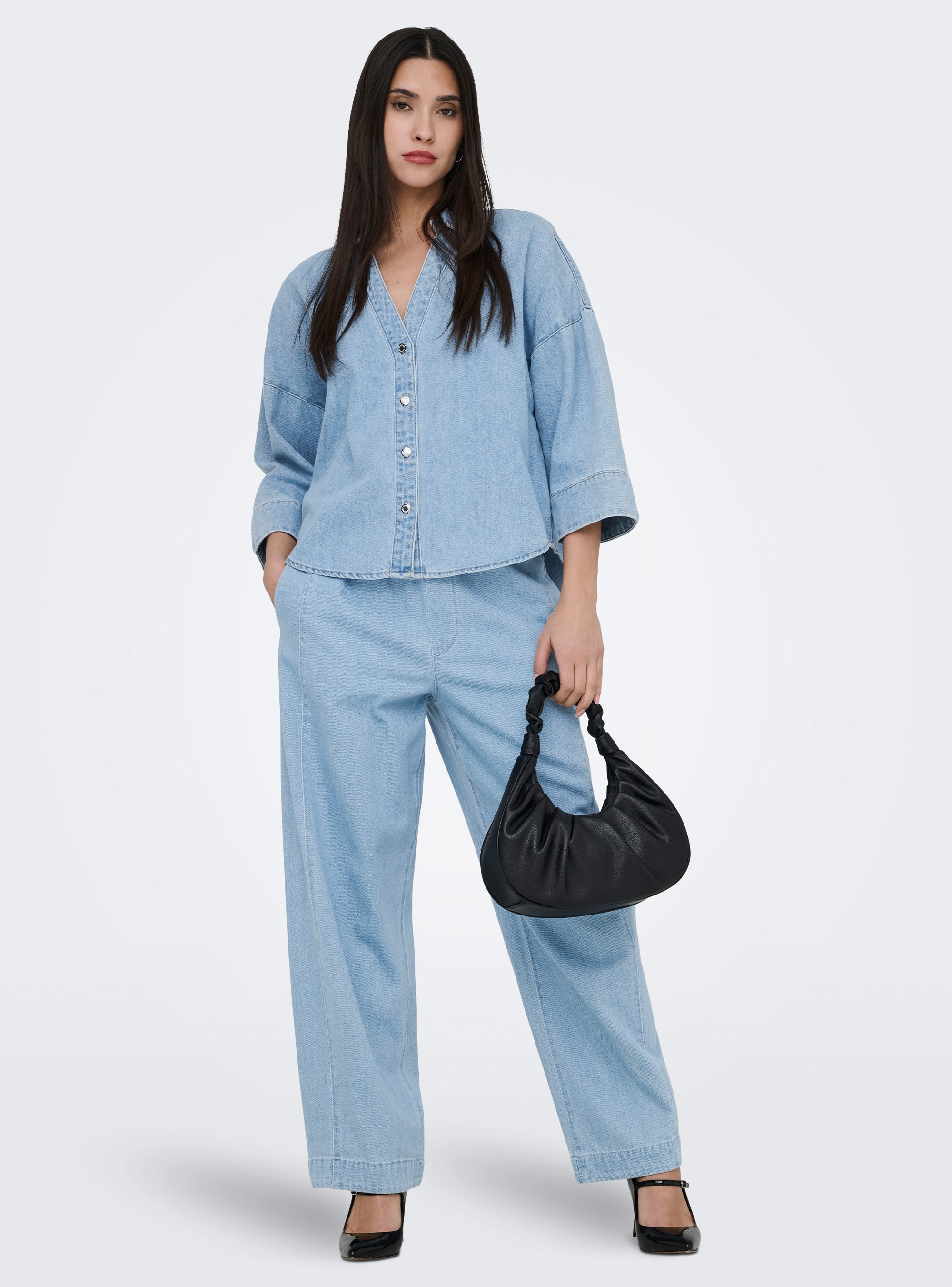 Only Vix Barrel Pull-Up Jeans - Light Aged Denim