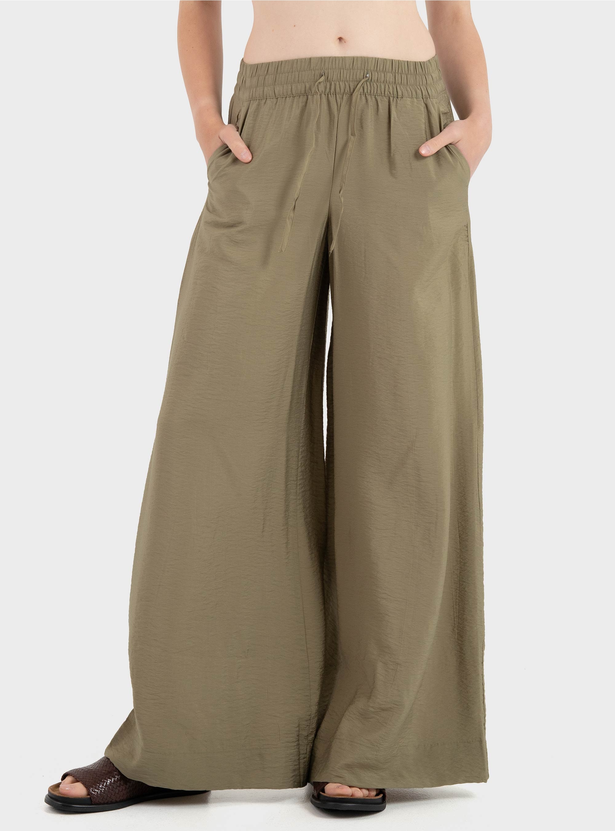 Jdy Troya Mid Waist Palazzo Pants - Olive 