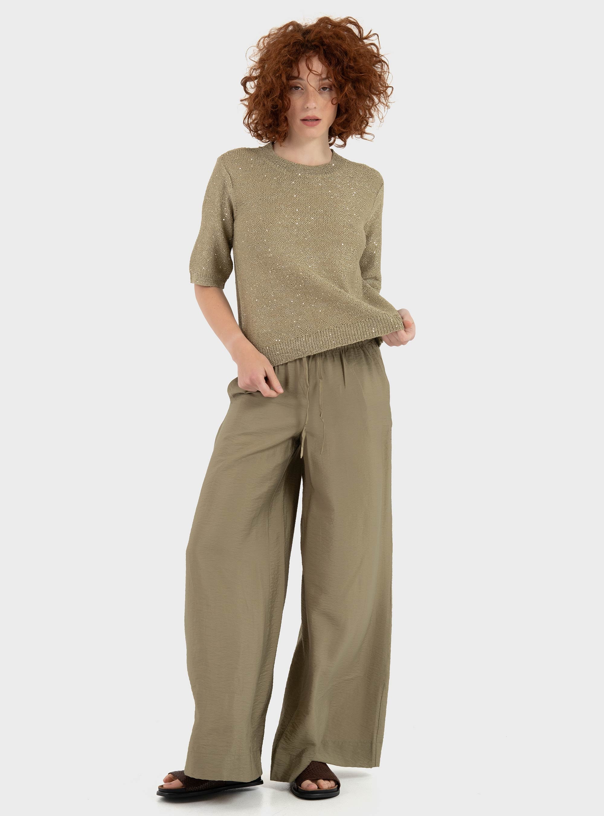 Jdy Troya Mid Waist Palazzo Pants - Olive 