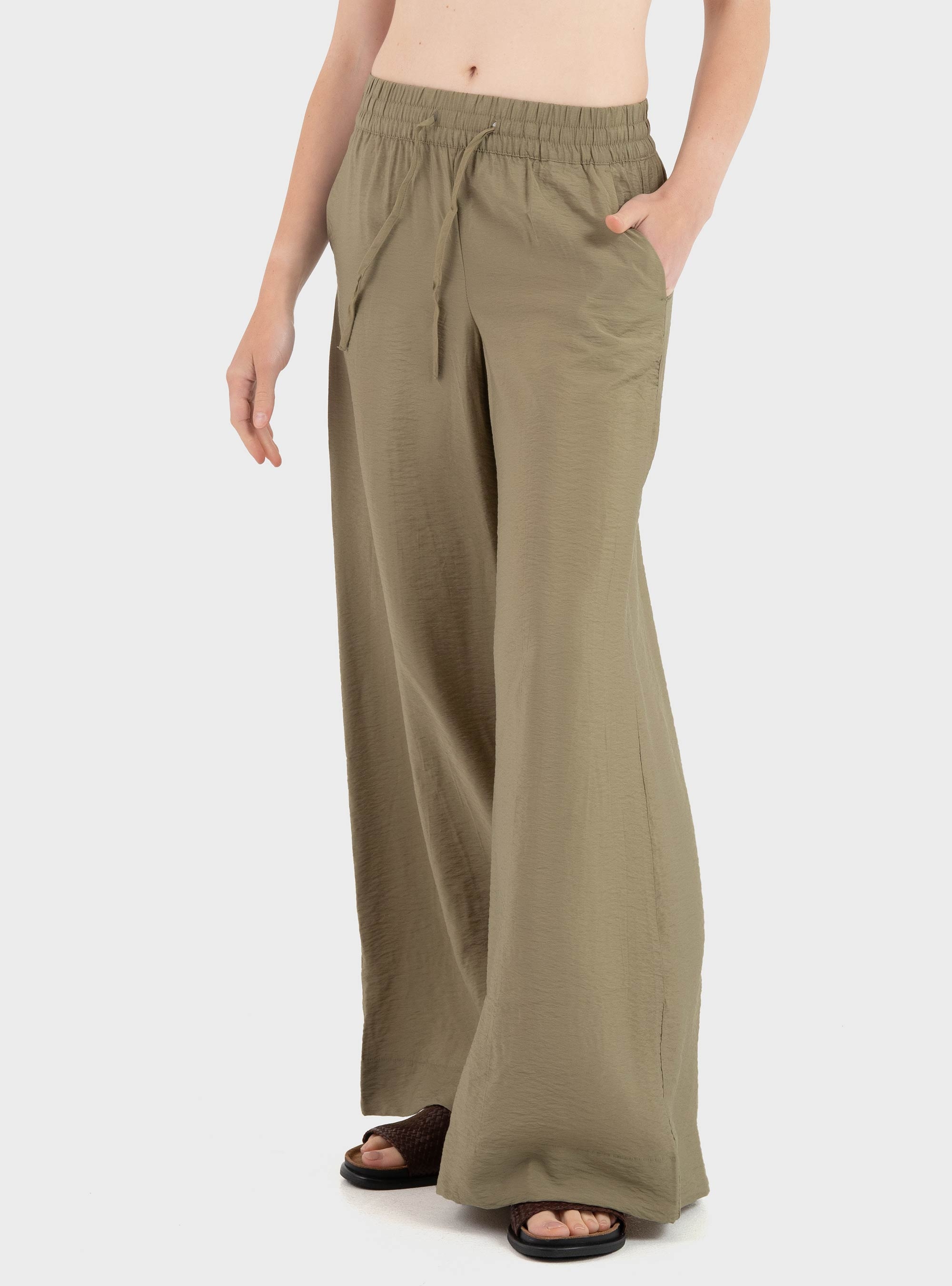 Jdy Troya Mid Waist Palazzo Pants - Olive 