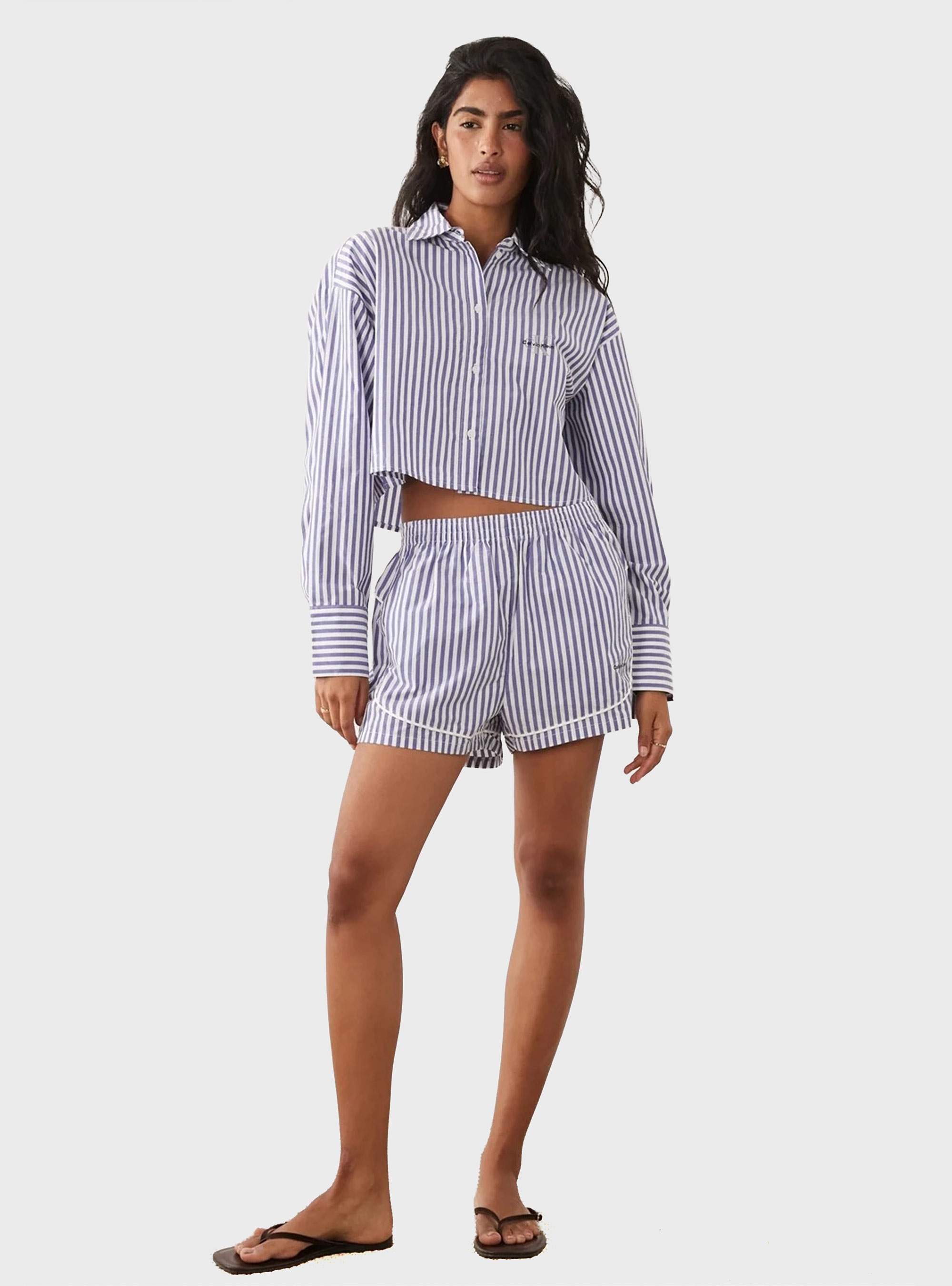 Calvin Klein Cotton Poplin Pyjama Shorts - Blue