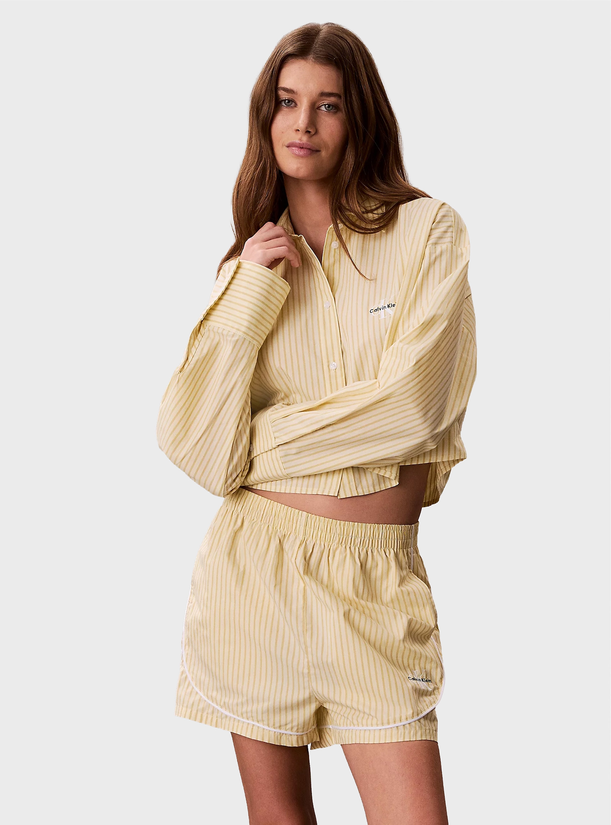 Calvin Klein Cotton Poplin Pyjama Shorts - Yellow
