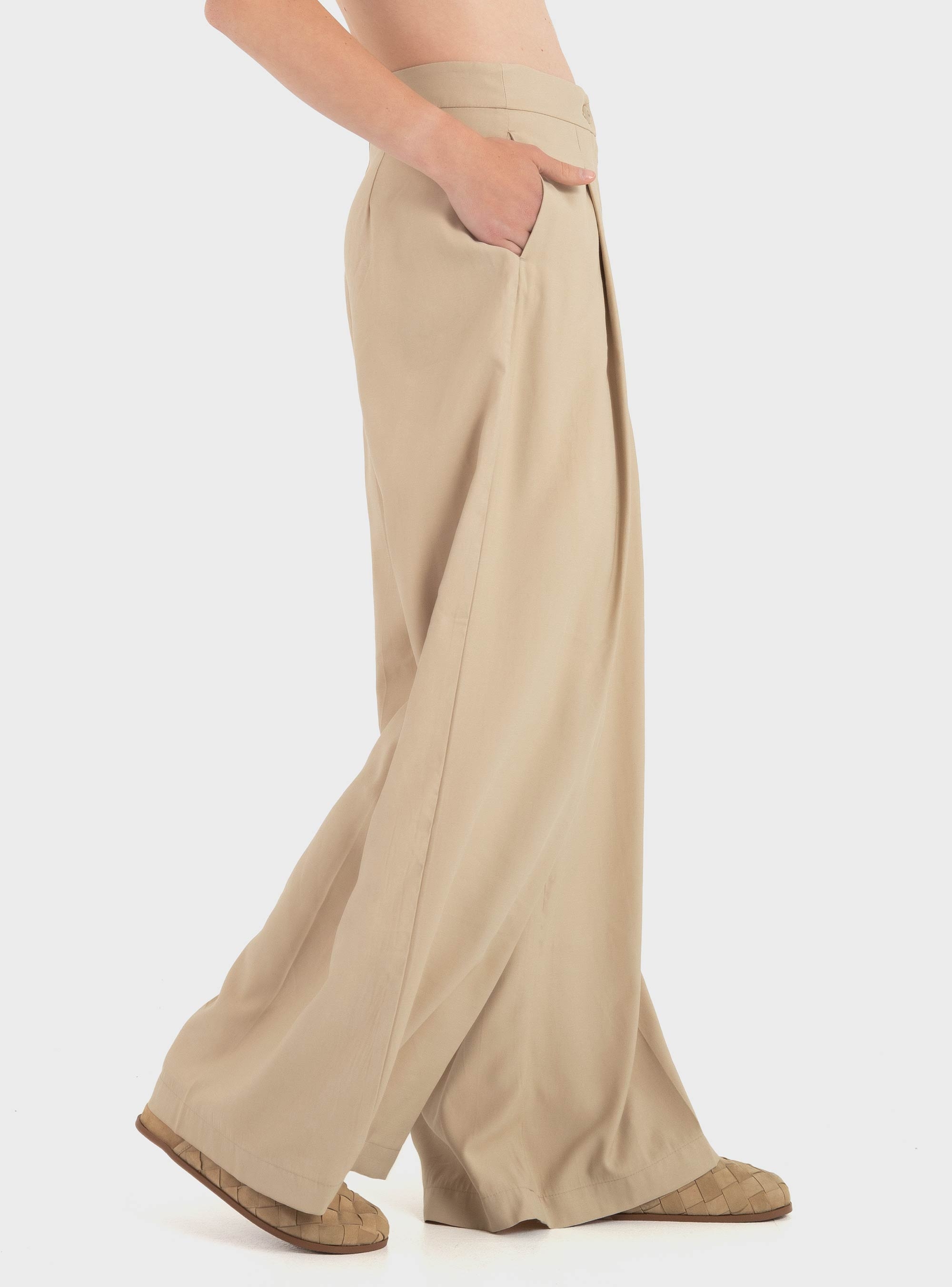 Only Tila High Waist X-Wide Pants - Dark Beige