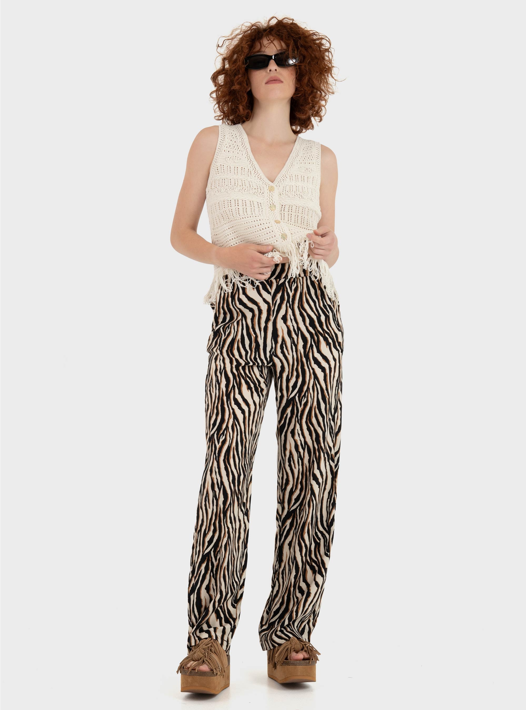 Only Alix Fringe Waistcoat - Ecru