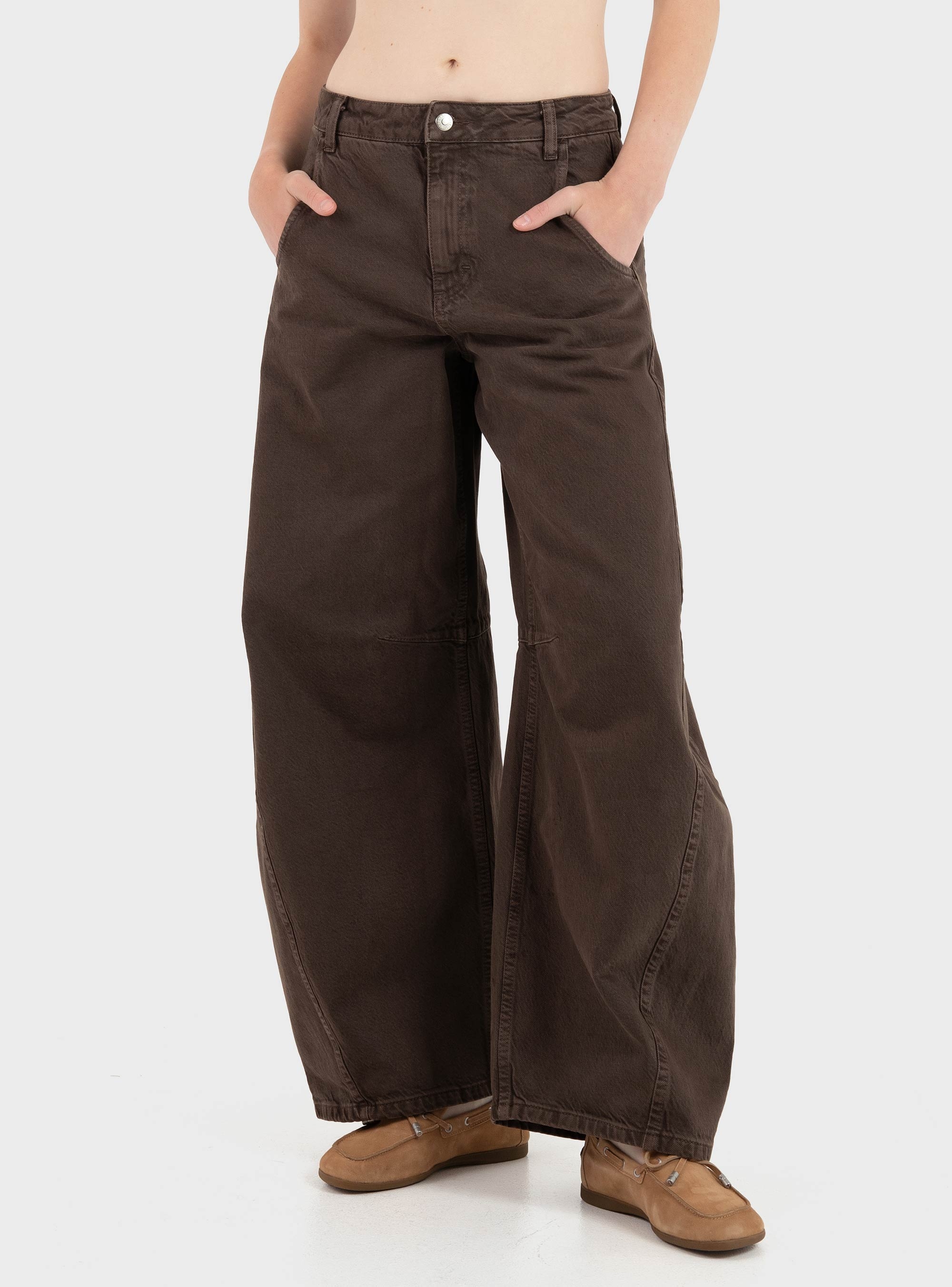 Topshop Vea Barrel High Rise Jeans - Light Brown