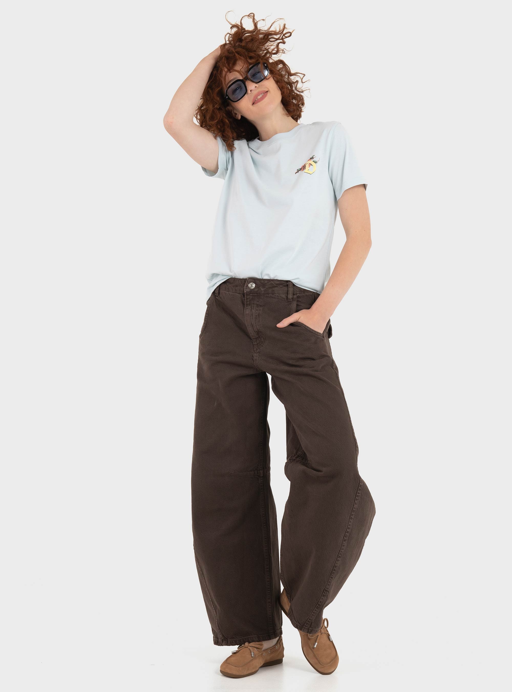 Topshop Vea Barrel High Rise Jeans - Light Brown