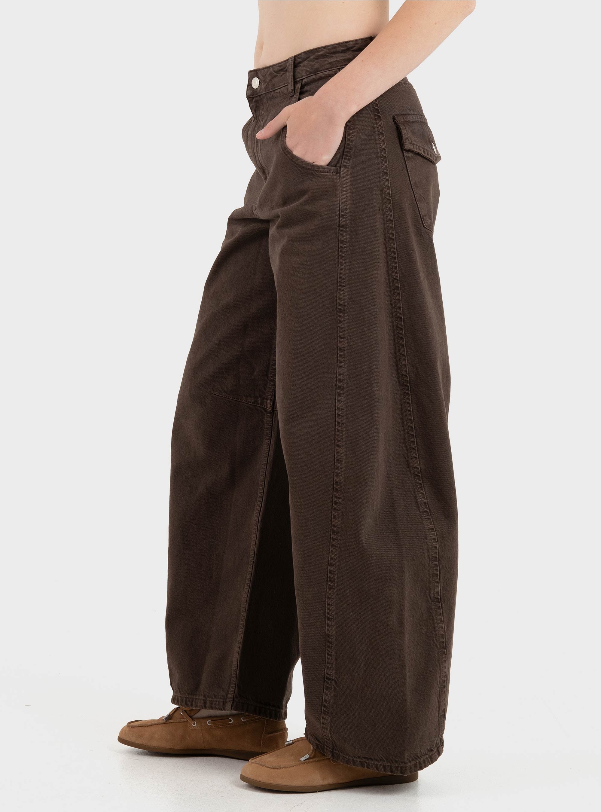 Topshop Vea Barrel High Rise Jeans - Light Brown
