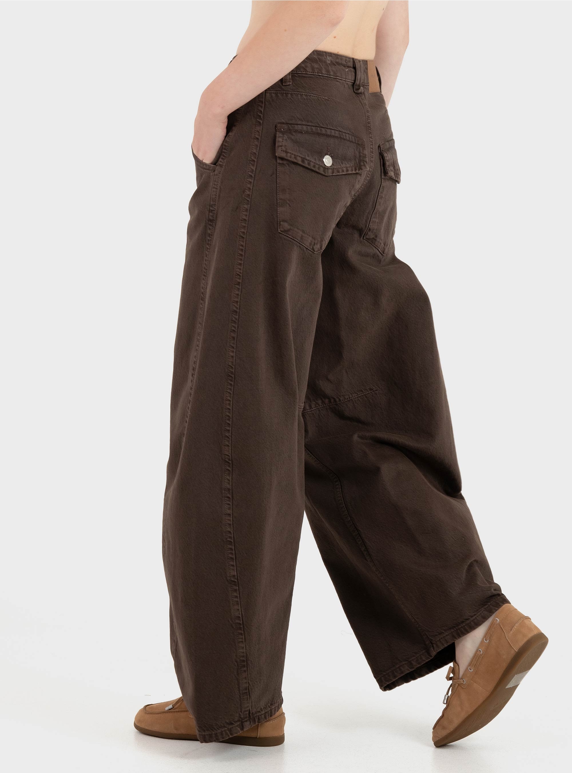 Topshop Vea Barrel High Rise Jeans - Light Brown