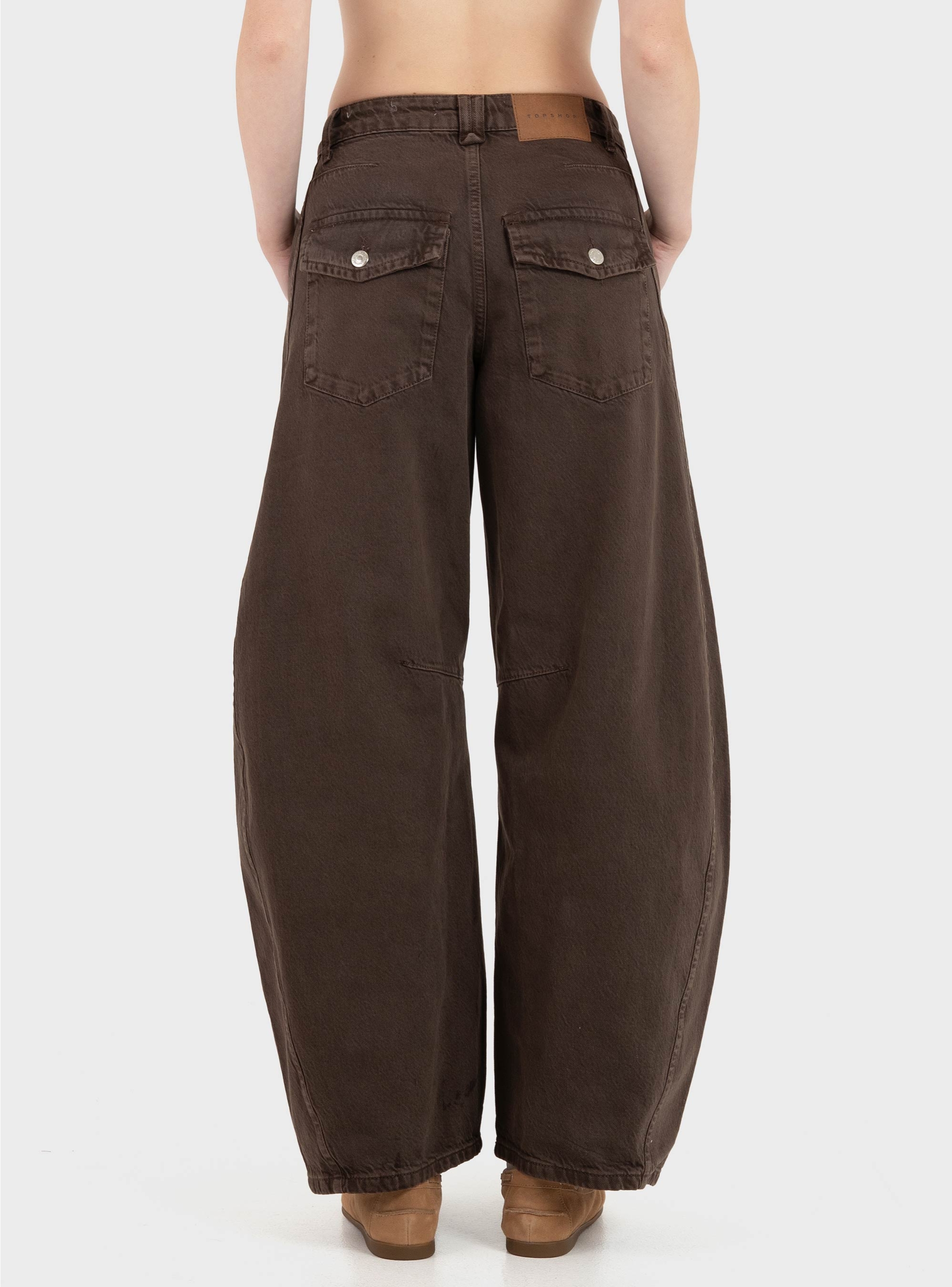 Topshop Vea Barrel High Rise Jeans - Light Brown