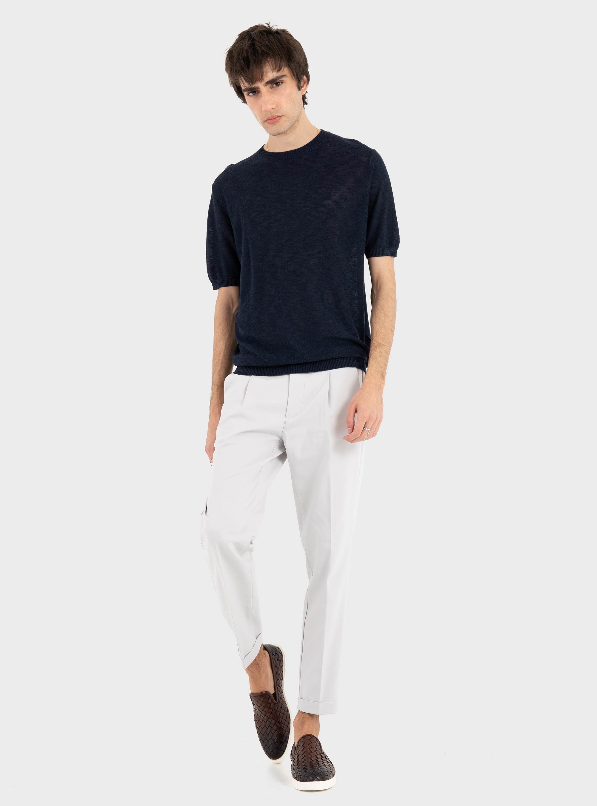 Antony Morato Sweater Regular Fit In Linen Blend Soft Yarn - Blue