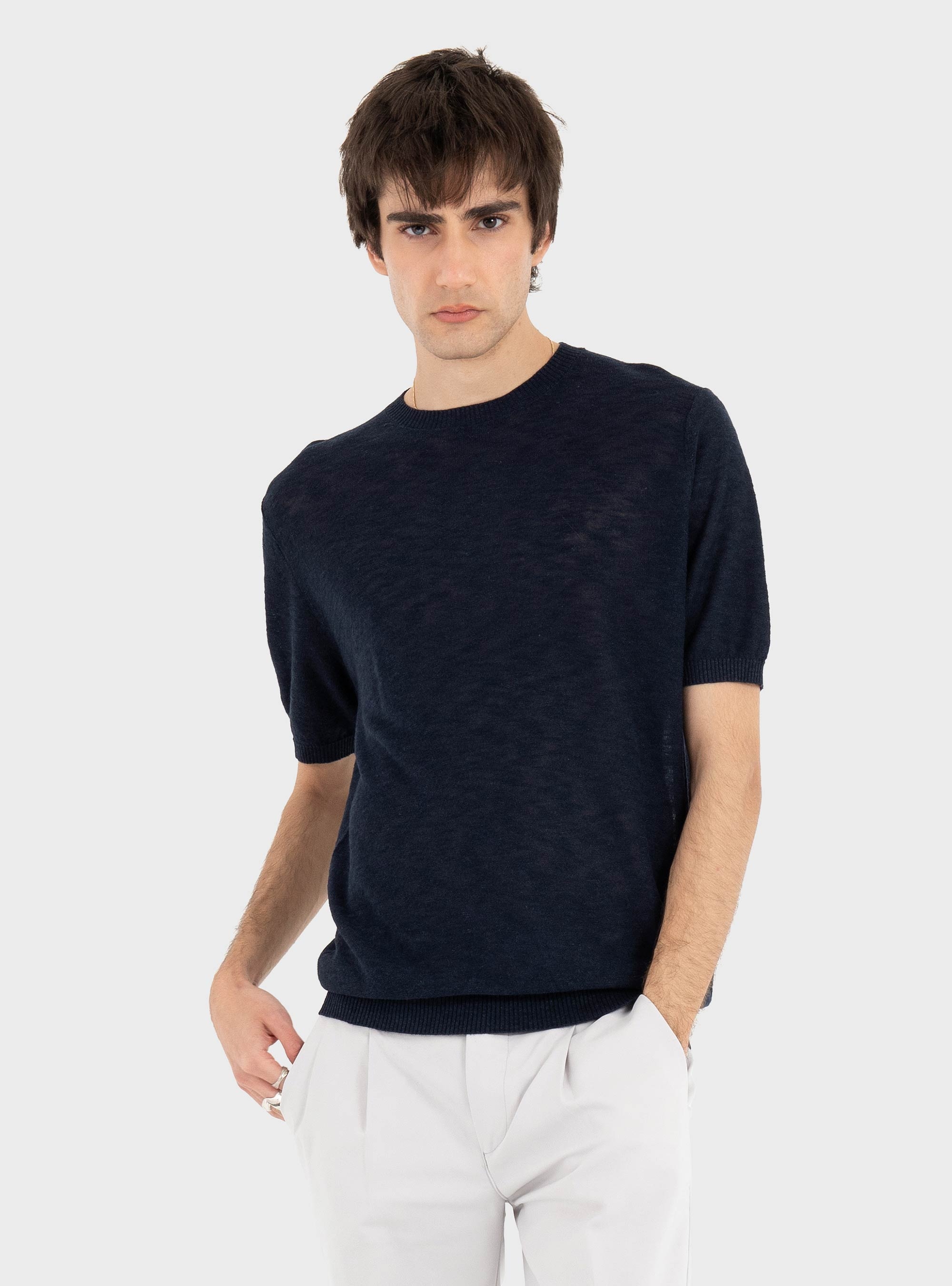 Antony Morato Sweater Regular Fit In Linen Blend Soft Yarn - Blue
