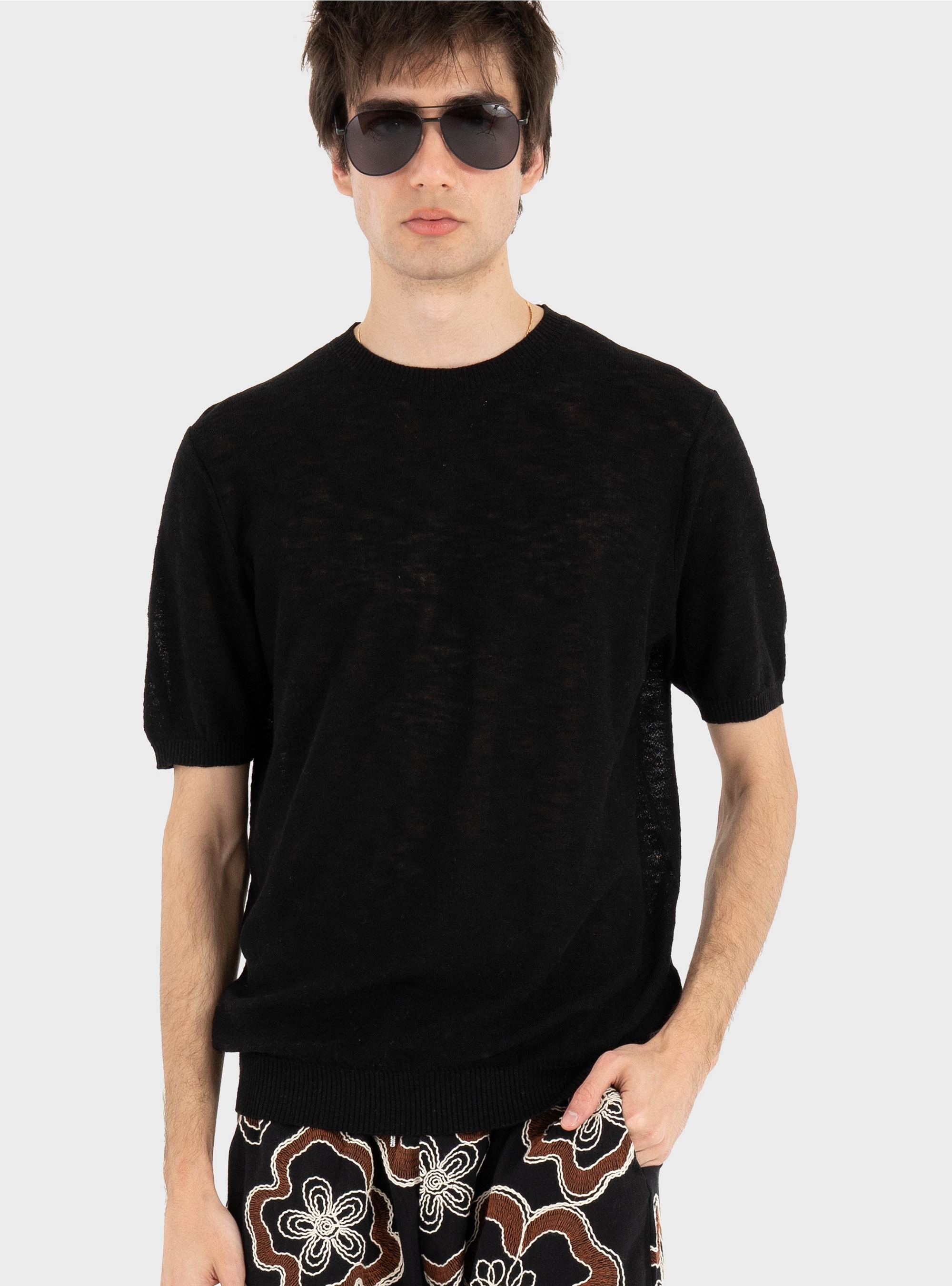 Antony Morato Sweater Regular Fit In Linen Blend Soft Yarn - Black