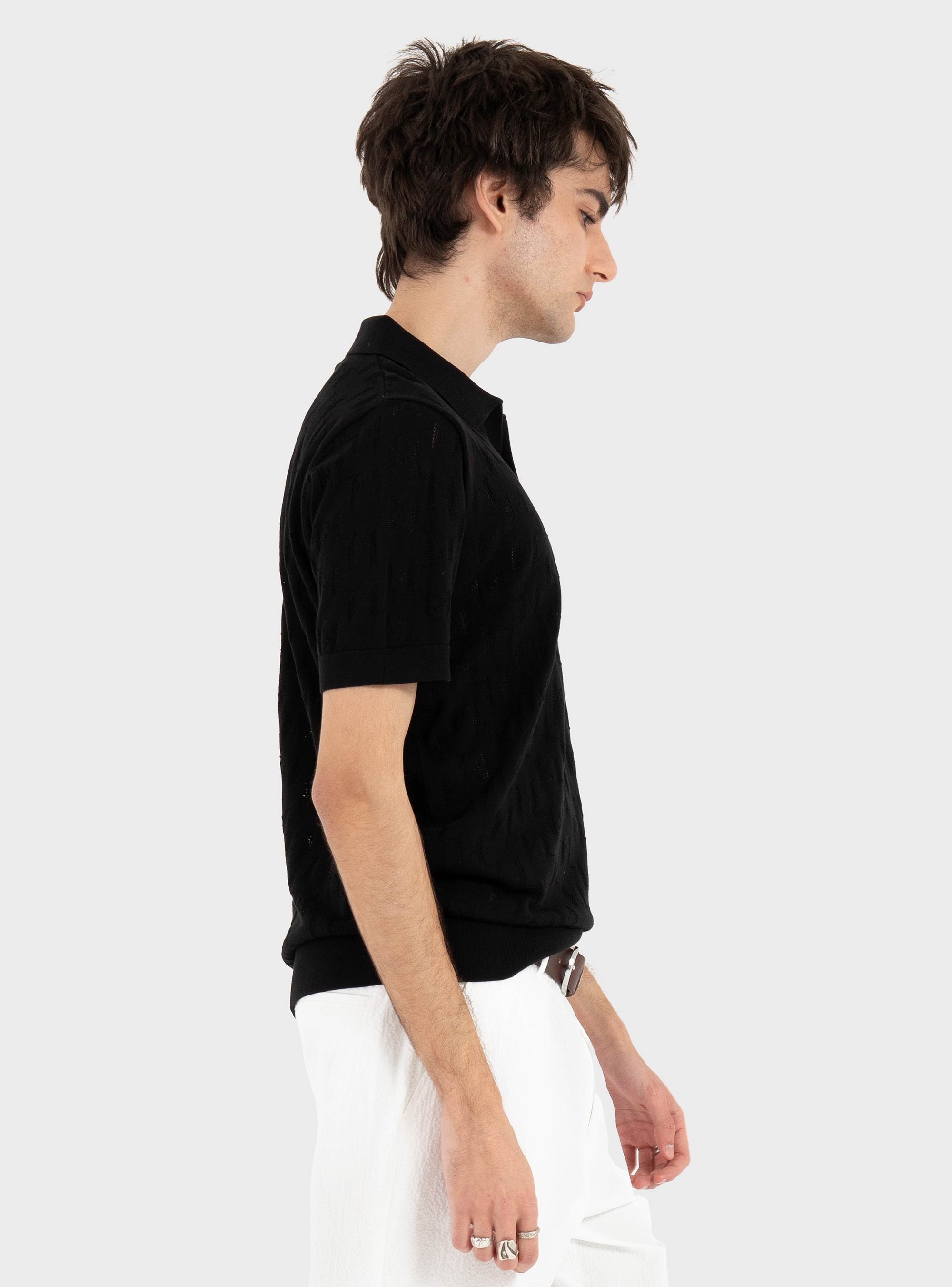 Karl Lagerfeld KL Monogram Knitted Polo - Black