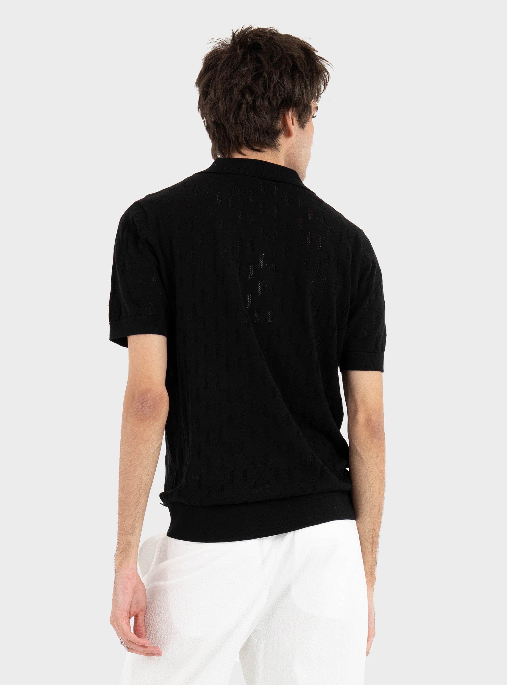 Karl Lagerfeld KL Monogram Knitted Polo - Black