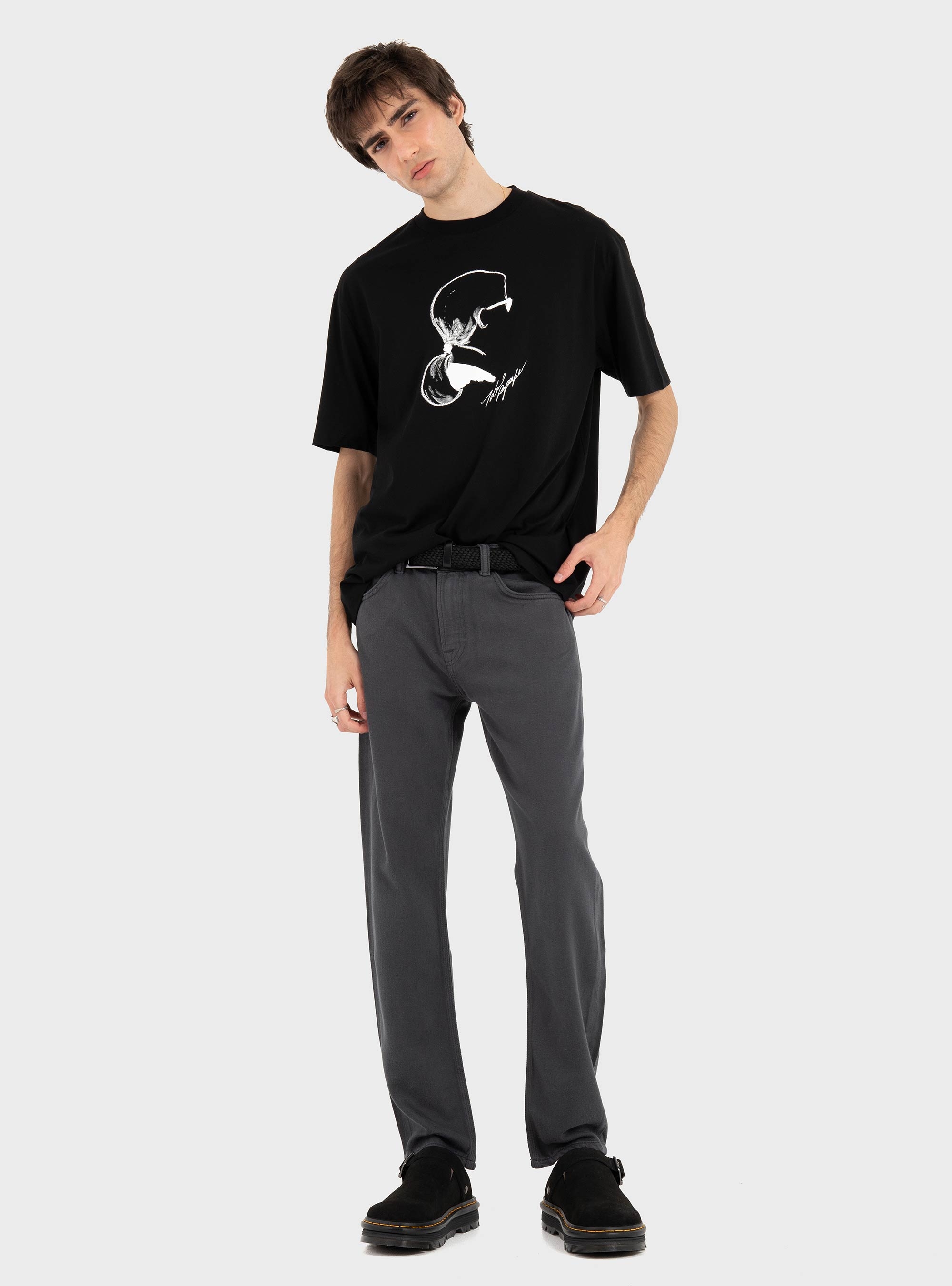 Karl Lagerfeld Loose Fit Portrait T-Shirt - Black