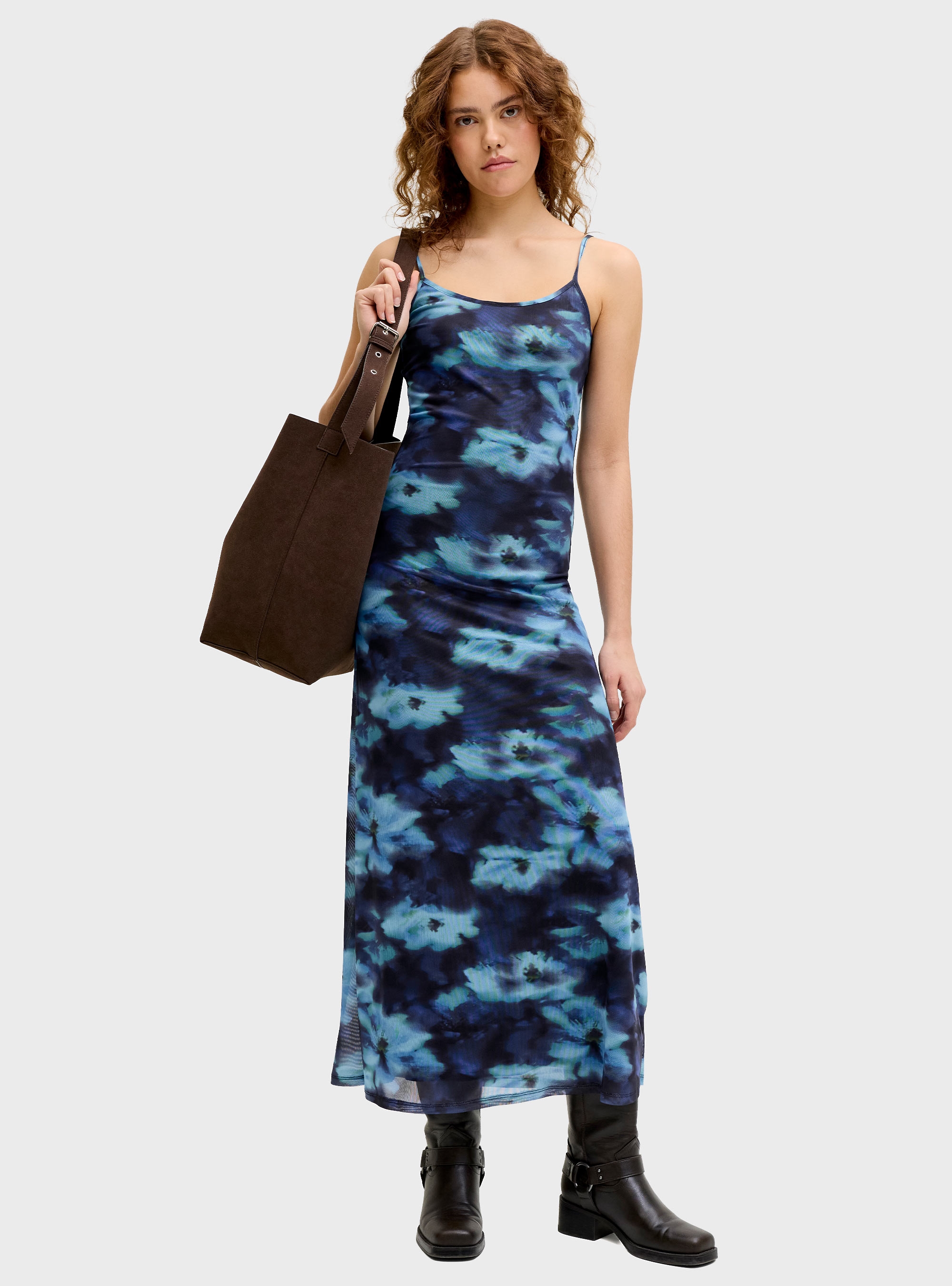 JJXX Minna Mesh Singlet Long Dress - Blue