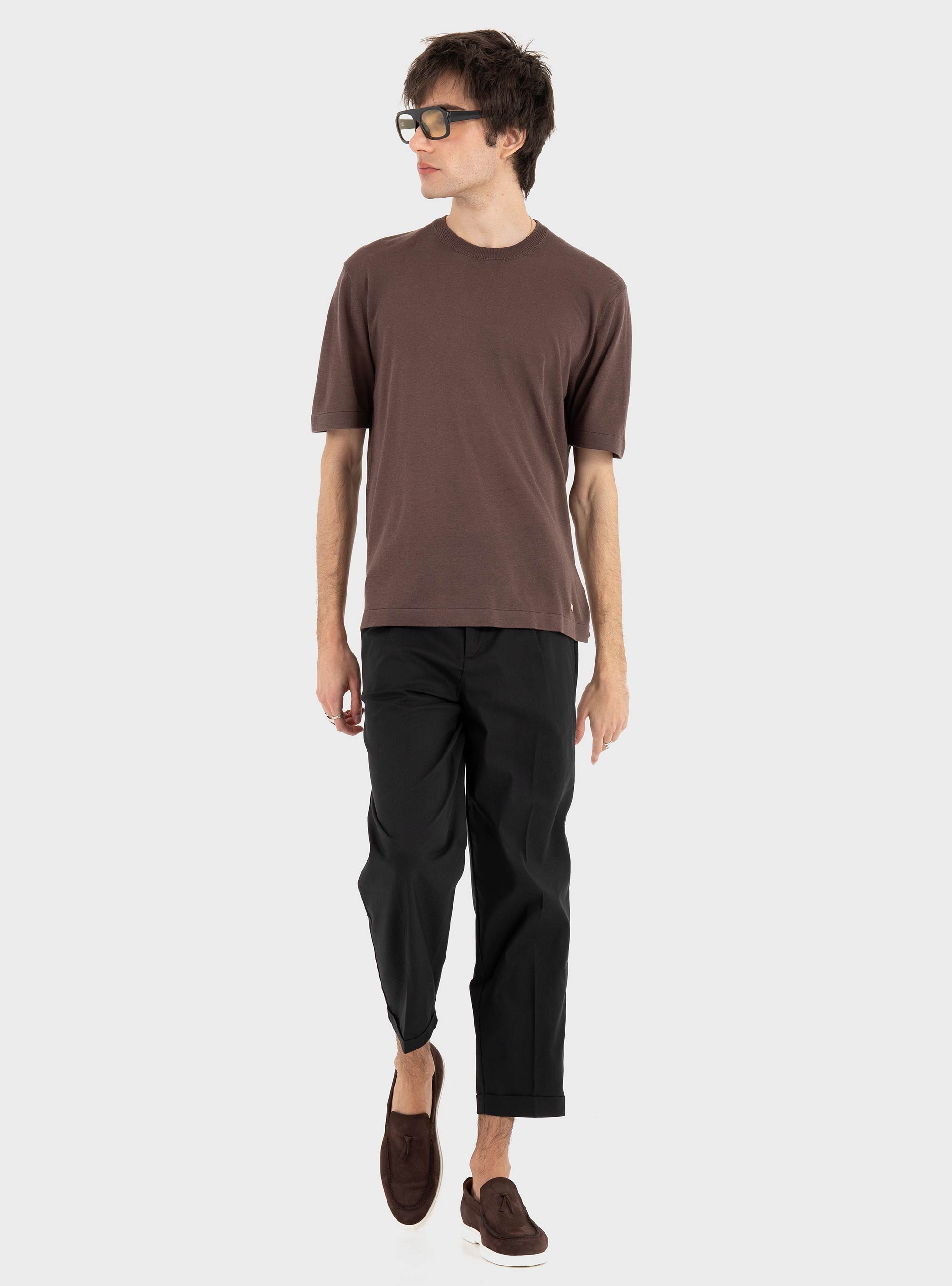 Gianni Lupo Knitted T-Shirt - Brown