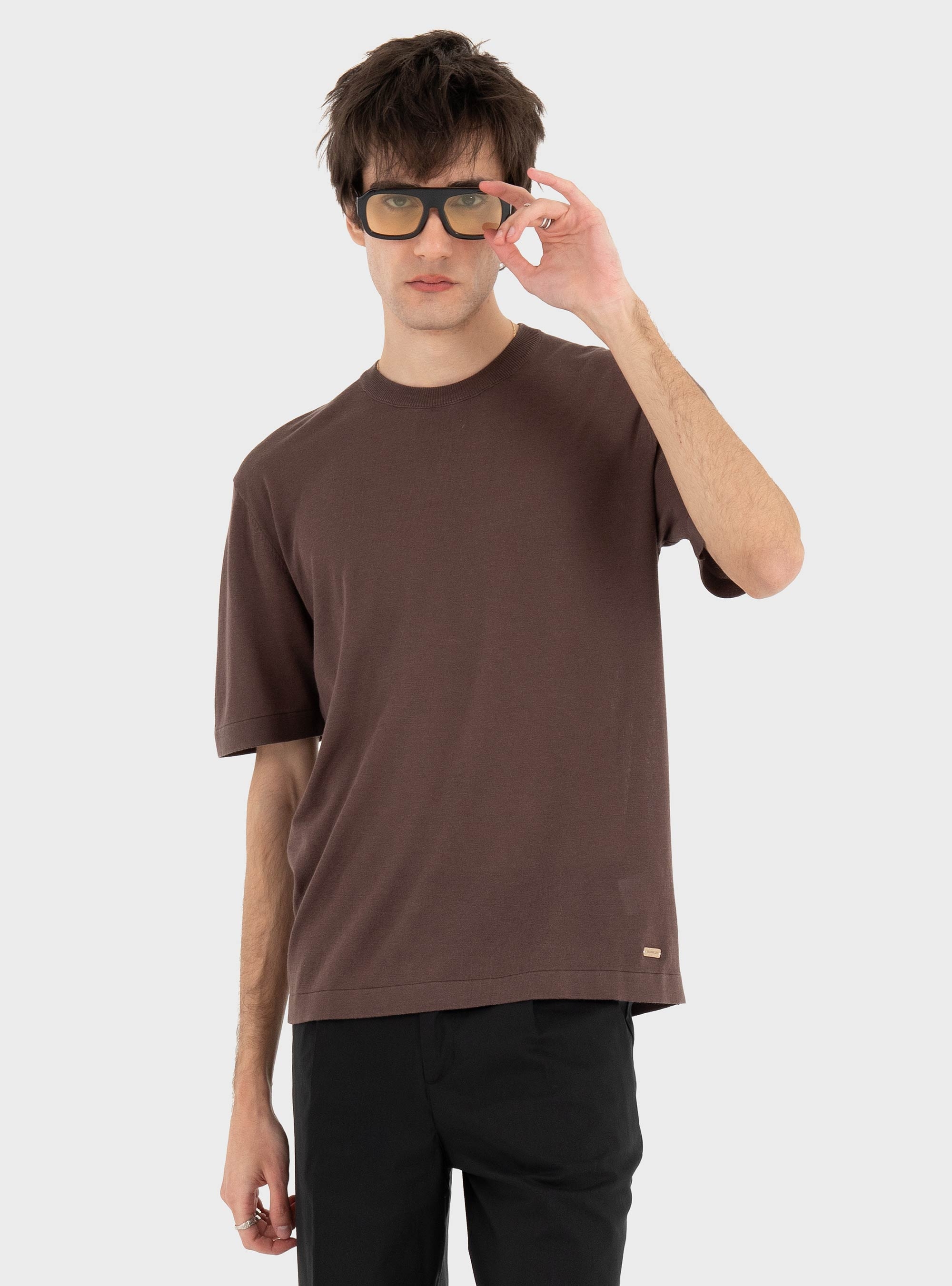 Gianni Lupo Knitted T-Shirt - Brown