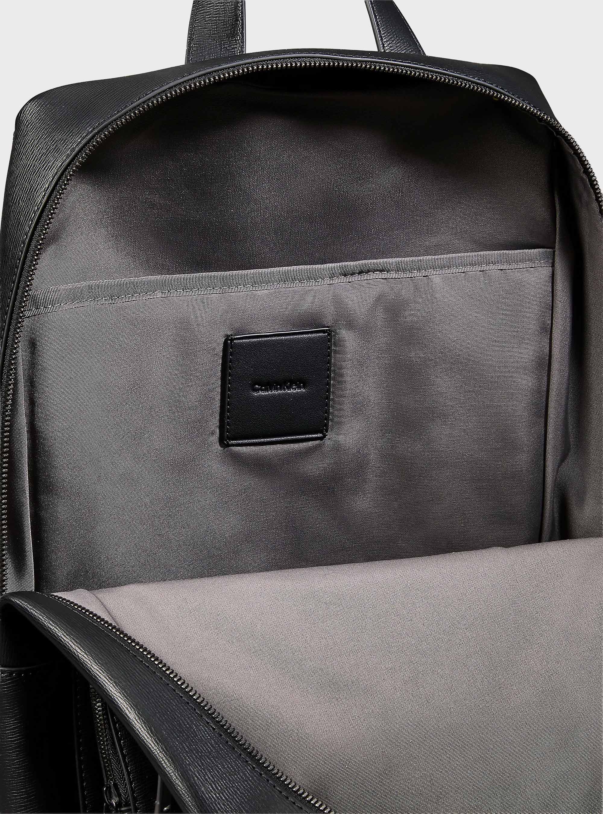 Calvin Klein Slim Saffiano Emblem Logo Backpack - Black