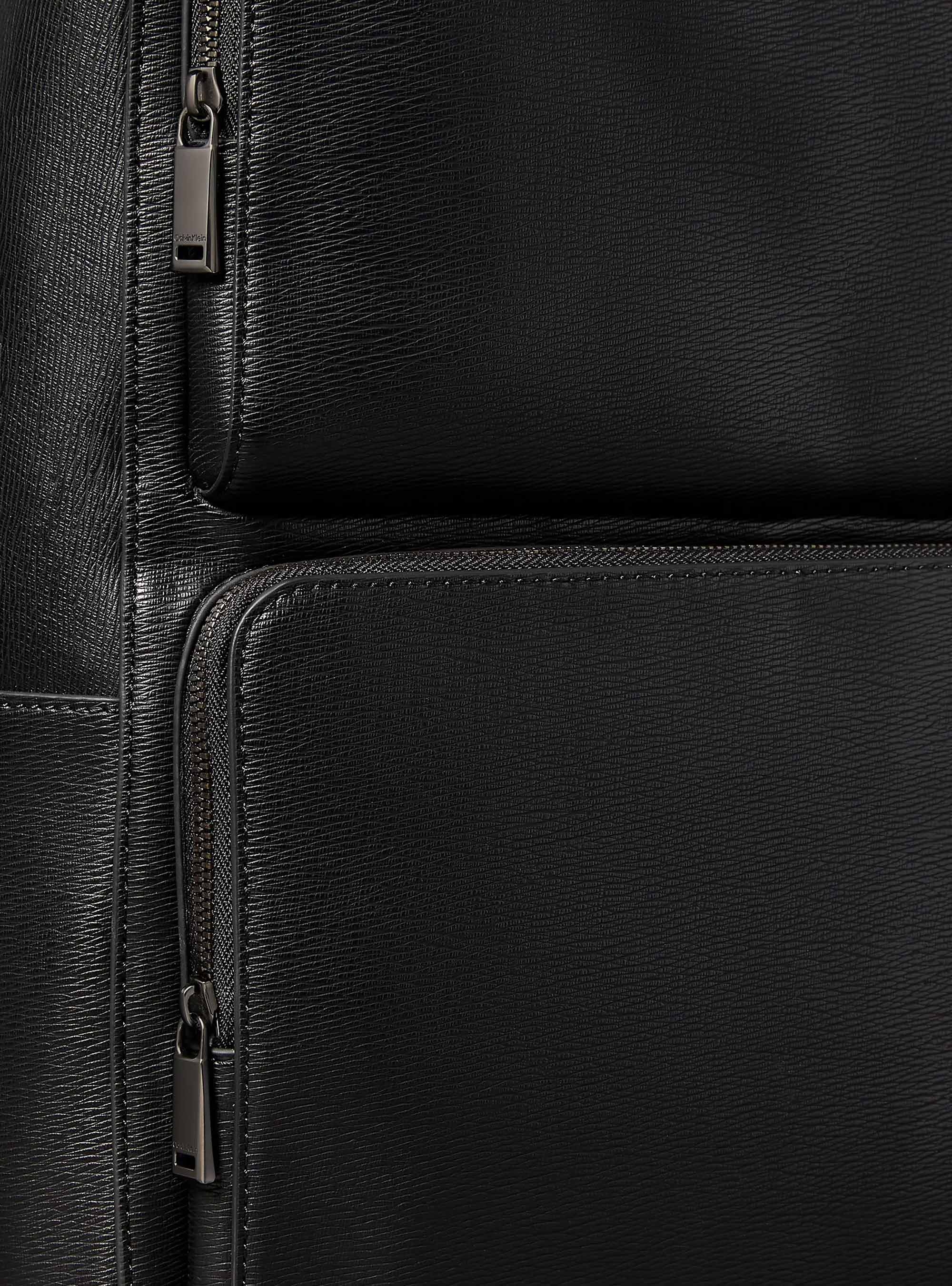 Calvin Klein Slim Saffiano Emblem Logo Backpack - Black